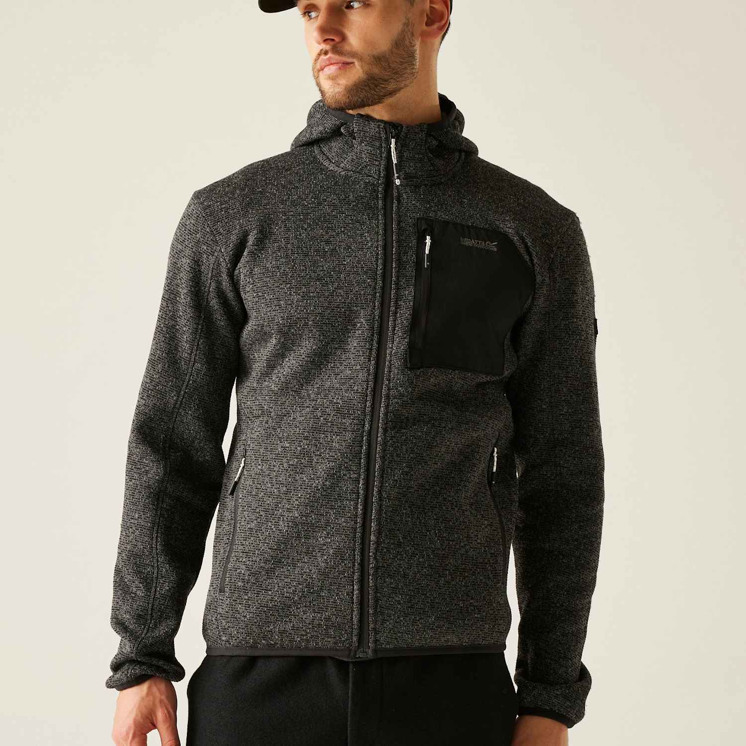 Regatta Men's Newhill Textured Hooded Zip Up Fleece - S - Grey Mix - Available at M&S