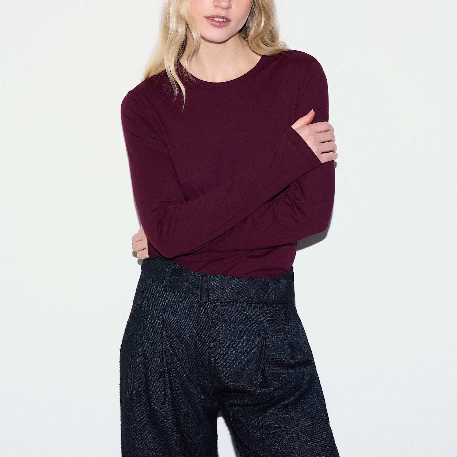 Jigsaw Women's Pure Cotton T-Shirt - Extra Small - Burgundy - Available at M&S