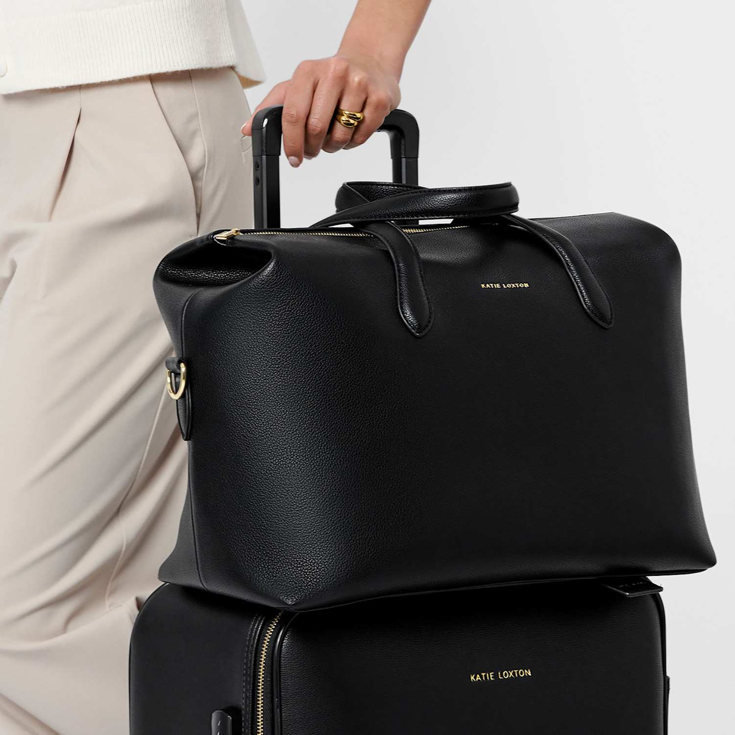 Katie Loxton Women's Faux Leather Top Handle Weekend Bag - Black - Available at M&S