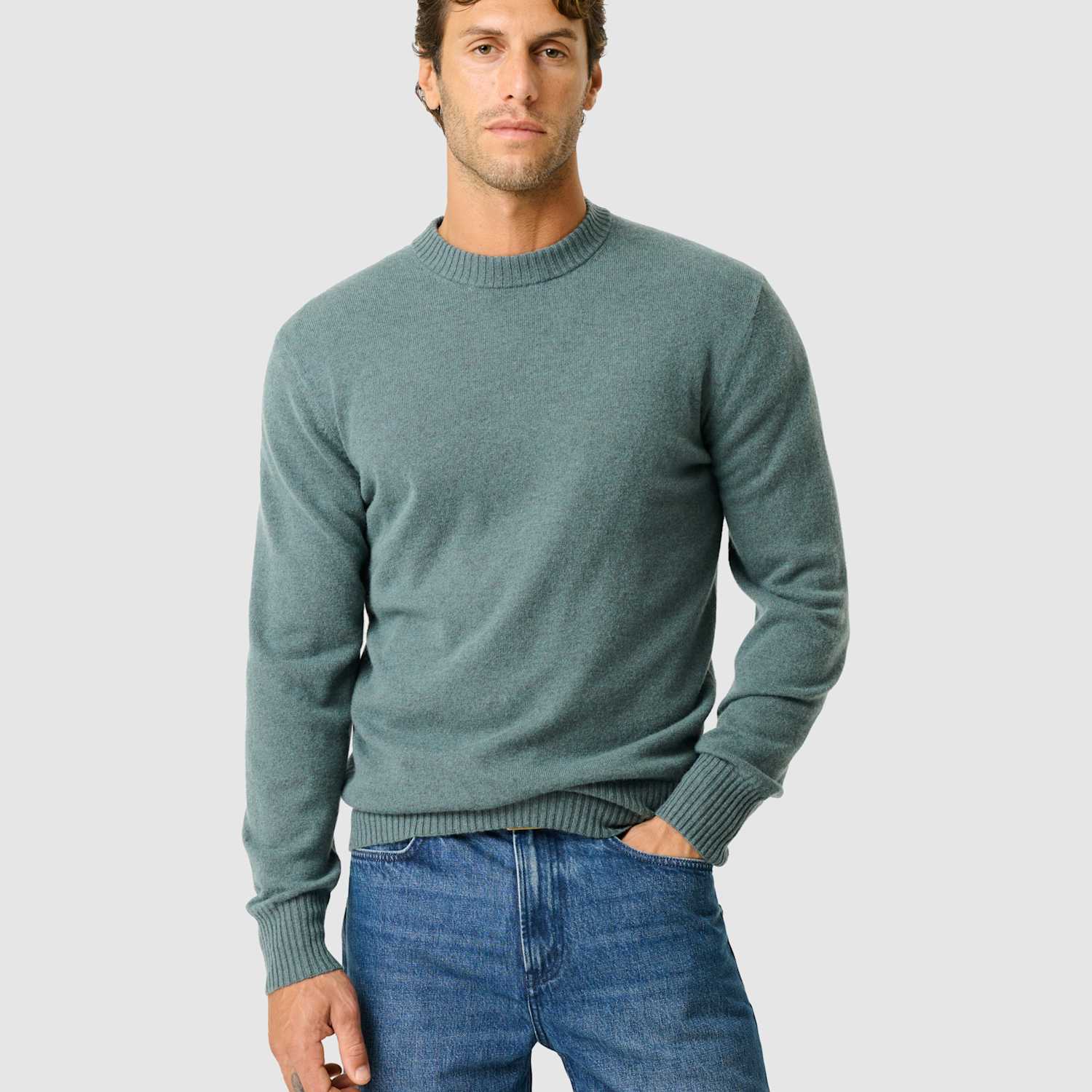 Rodd & Gunn Men's Wool and Cashmere Blend Crew Neck Jumper - S - Sage - Available at M&S