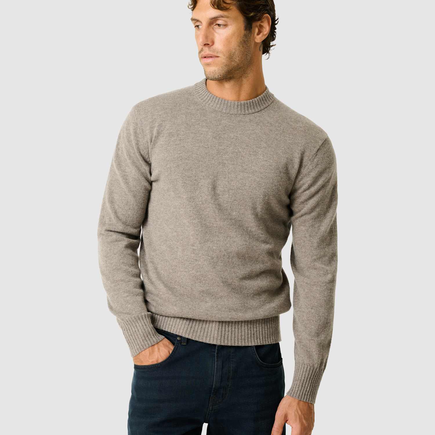 Rodd & Gunn Men's Wool and Cashmere Blend Crew Neck Jumper - L - Taupe - Available at M&S