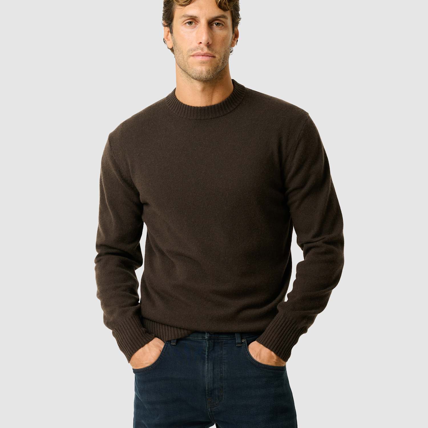 Rodd & Gunn Men's Wool and Cashmere Blend Crew Neck Jumper - M - Chocolate - Available at M&S