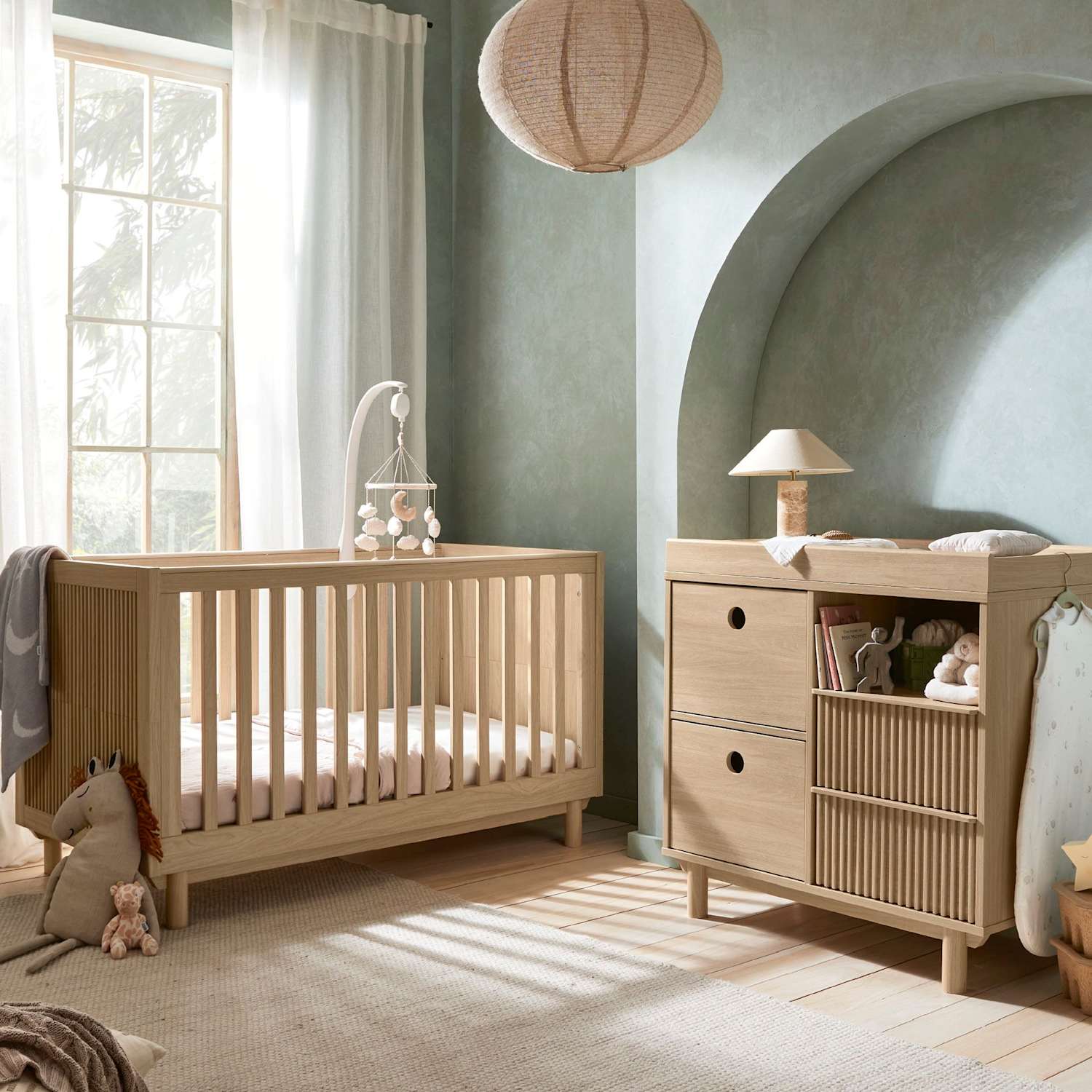 Mamas & Papas Unisex Oska Cot Bed & Narrow Dresser Changer - Brown - Available at M&S