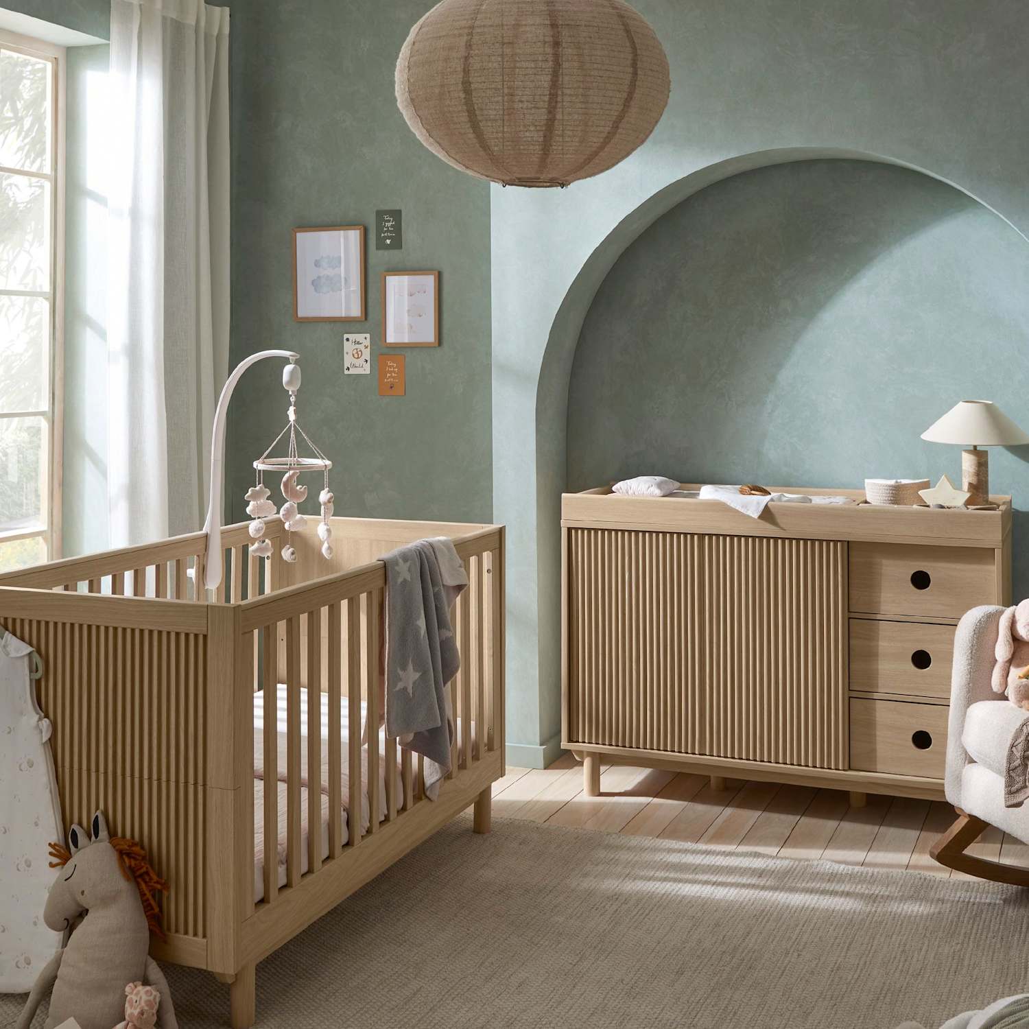 Mamas & Papas Unisex Oska Cot Bed & Wide Dresser Changer - Brown - Available at M&S