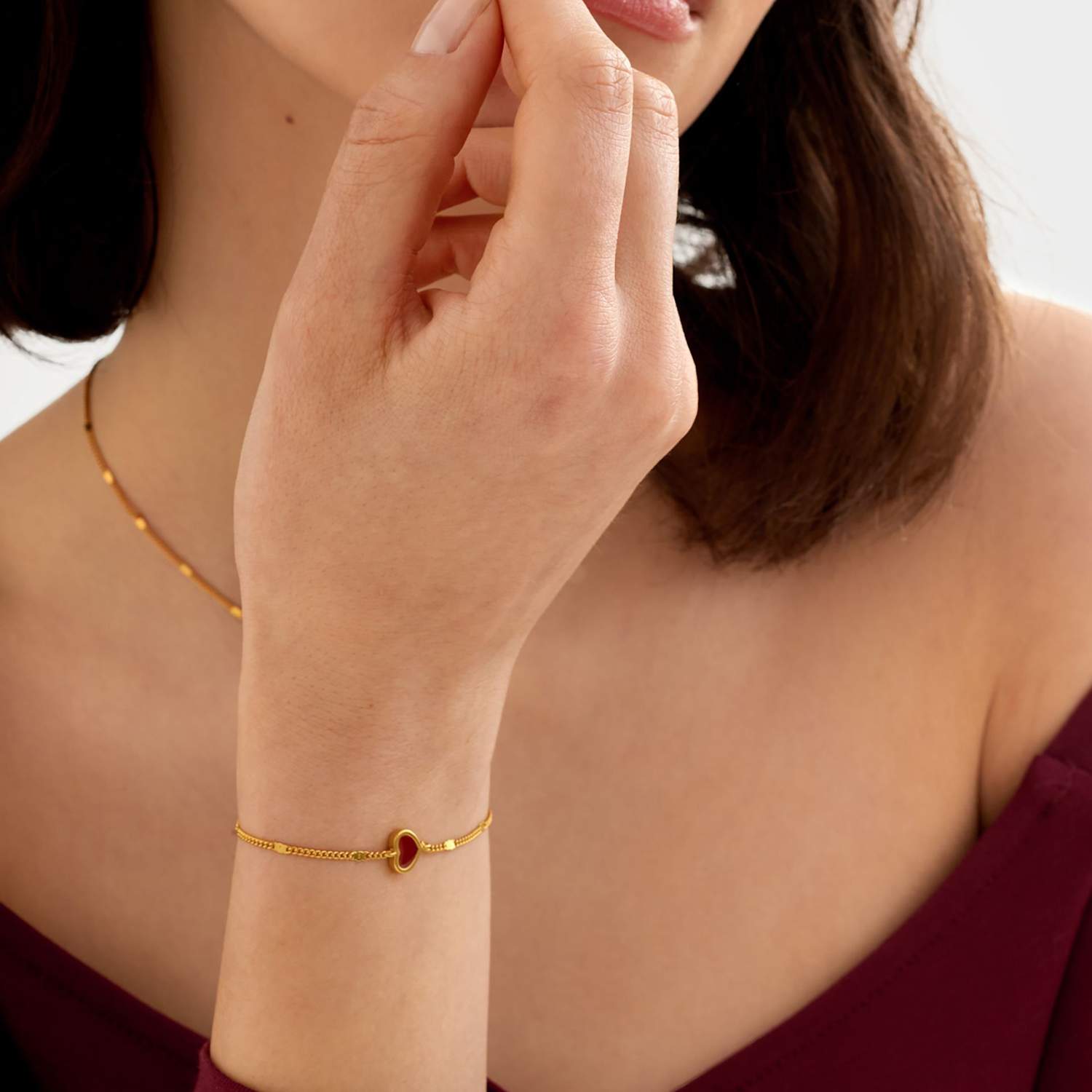 Katie Loxton Women's Gold Coated Enamel Heart Waterproof Bracelet - Available at M&S