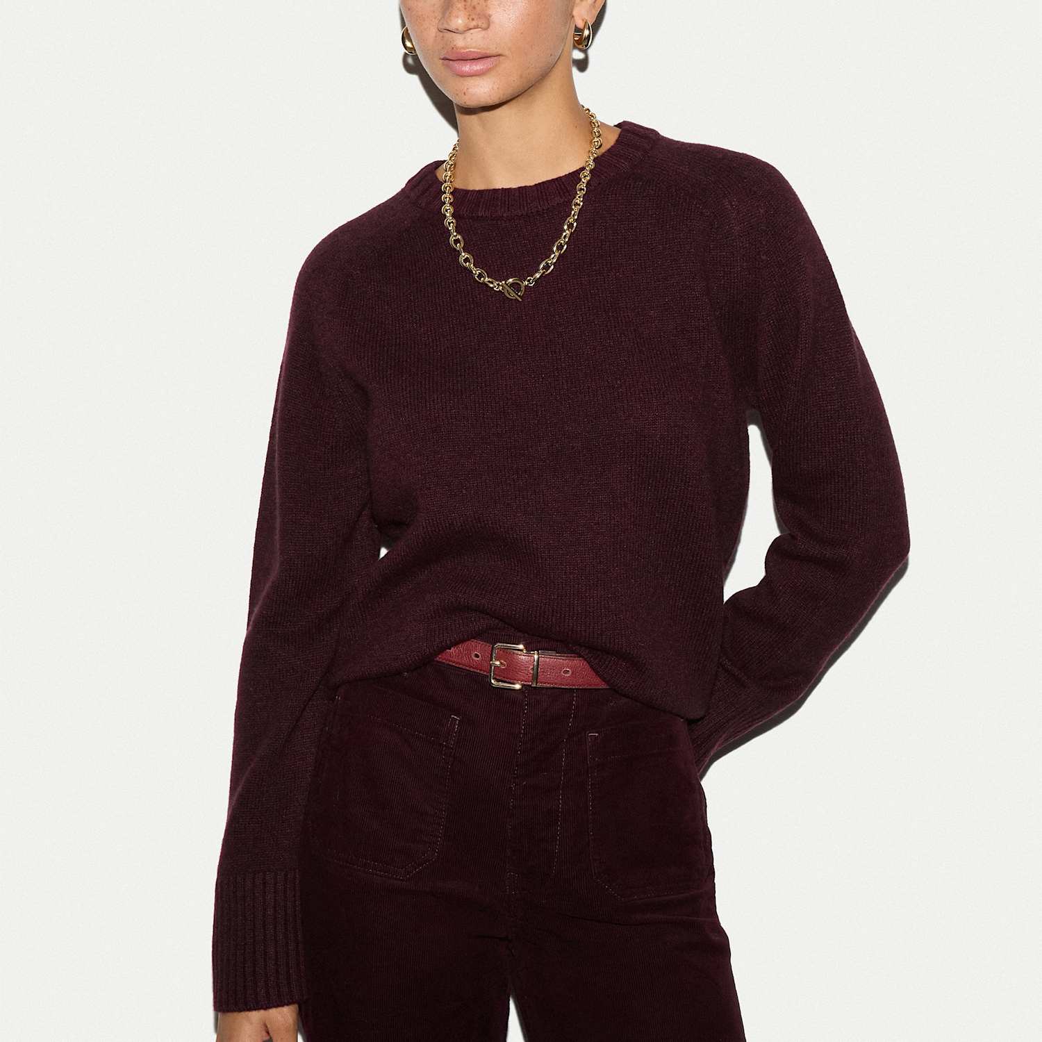 Jigsaw Women's Wool Rich Saddle Crew Neck Jumper - Extra Large - Burgundy - Available at M&S