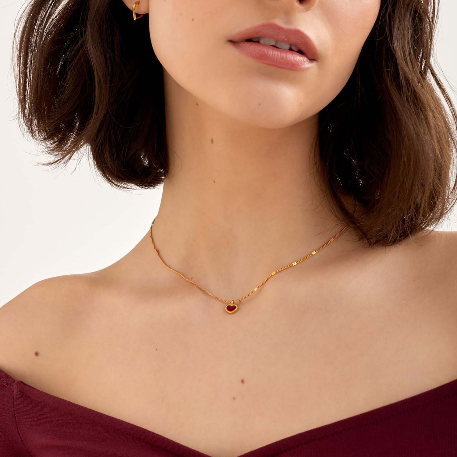 Katie Loxton Women's Gold Coated Enamel Heart Waterproof Necklace - Available at M&S