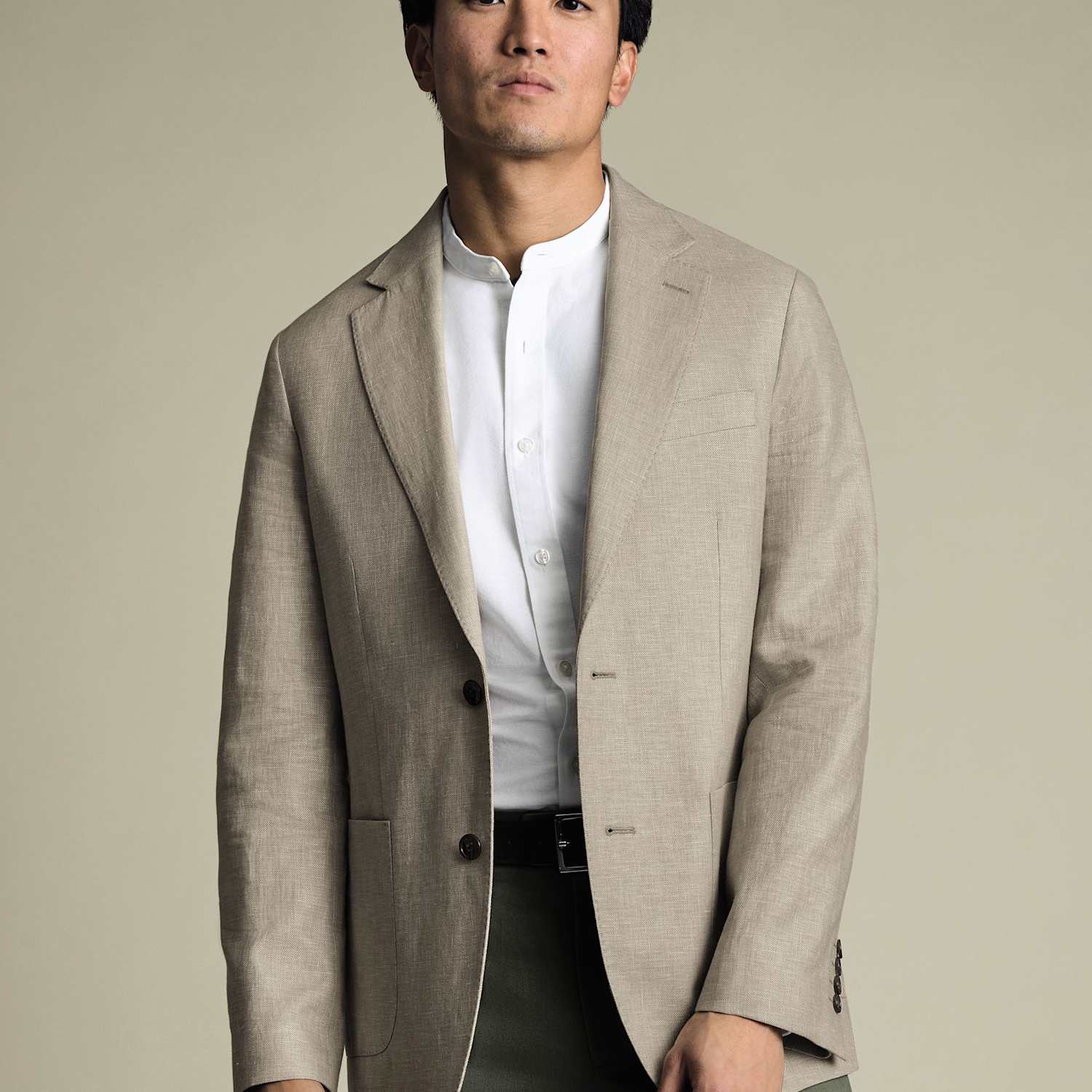 Charles Tyrwhitt Men's Slim Fit Cotton Linen Blend Jacket - 46 - Stone - Available at M&S