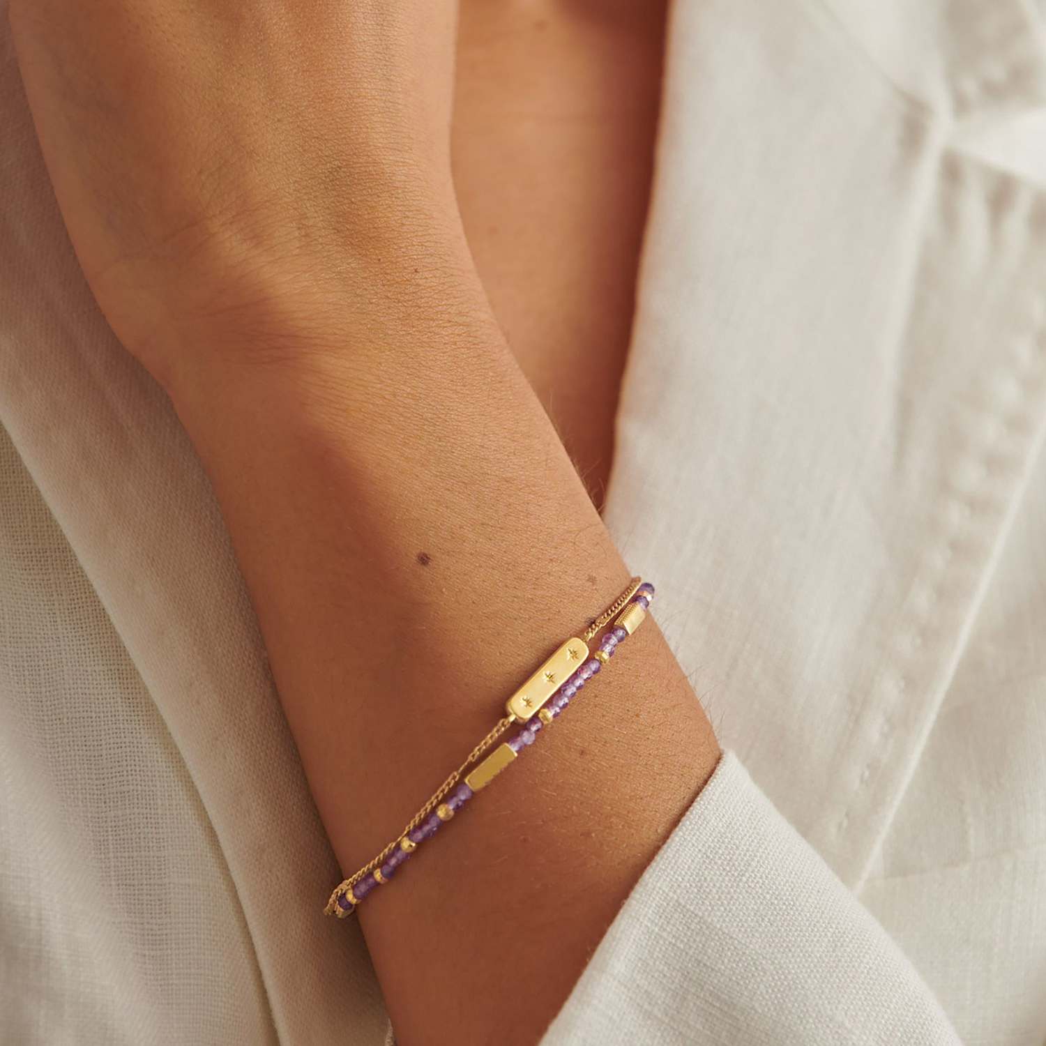 Katie Loxton Women's February Waterproof Birthstone Bracelet - Gold - Available at M&S