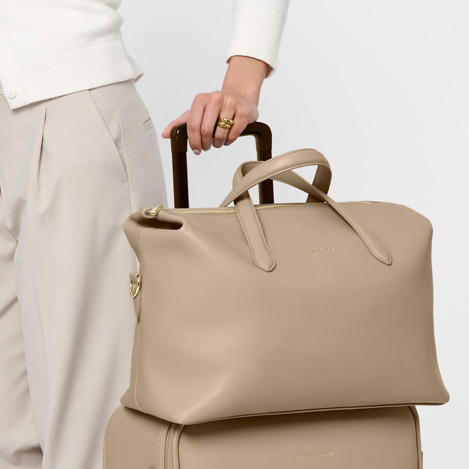 Katie Loxton Women's Personalised Faux Leather Weekend Bag - Taupe - Available at M&S
