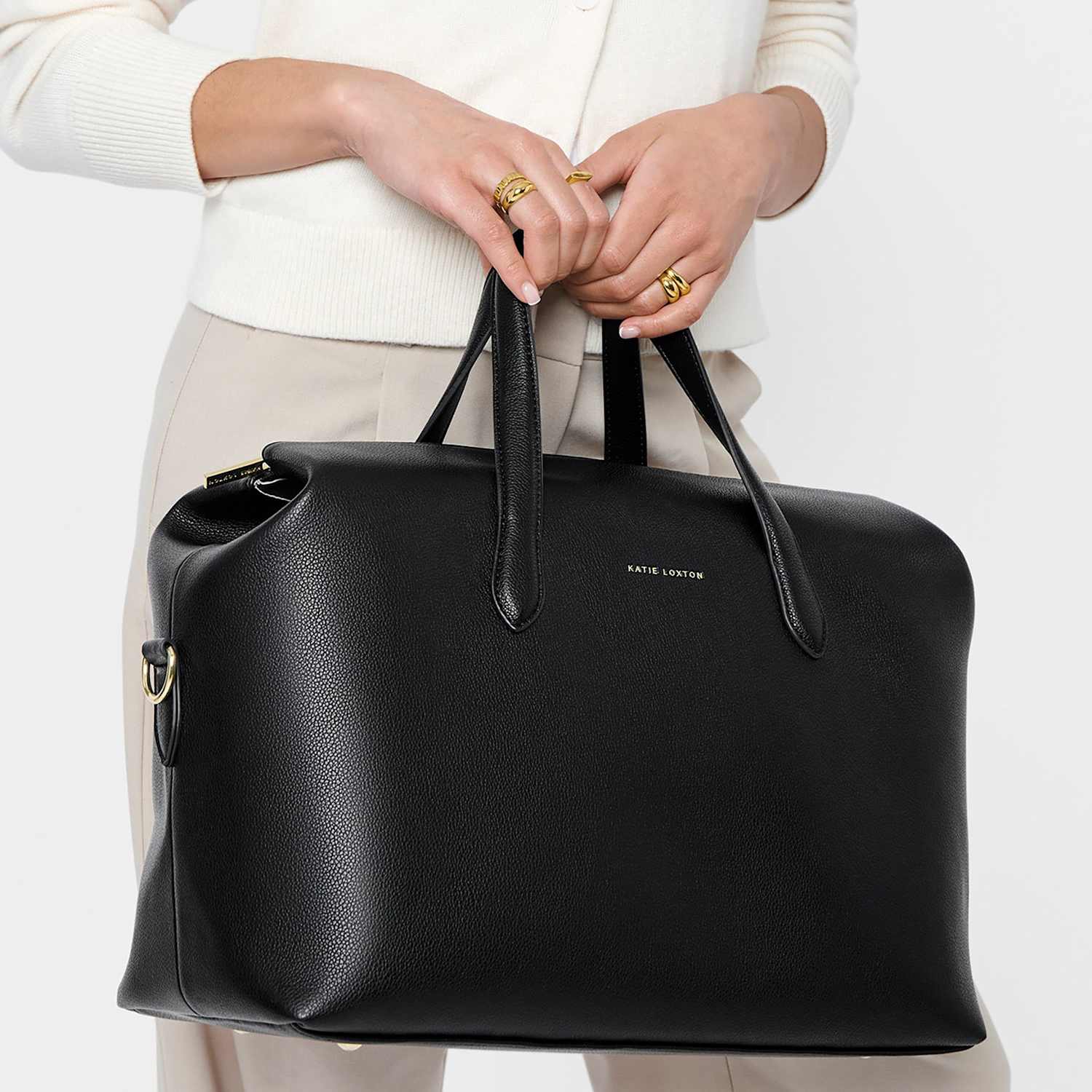 Katie Loxton Women's Personalised Faux Leather Weekend Bag - Black - Available at M&S