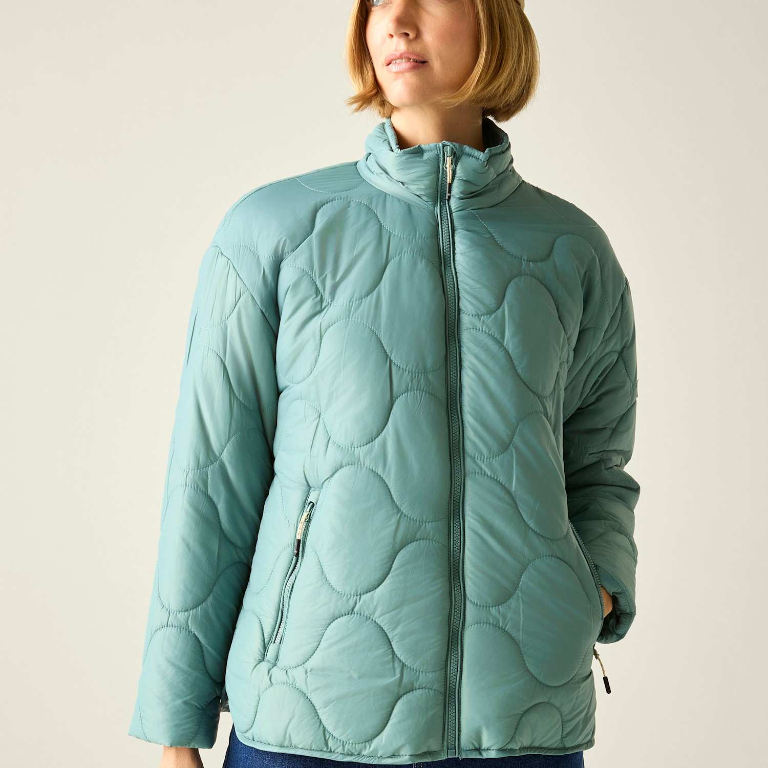 Regatta Women's Carlotte Padded Quilted Zip Up Jacket - 14 - Green Mix - Available at M&S