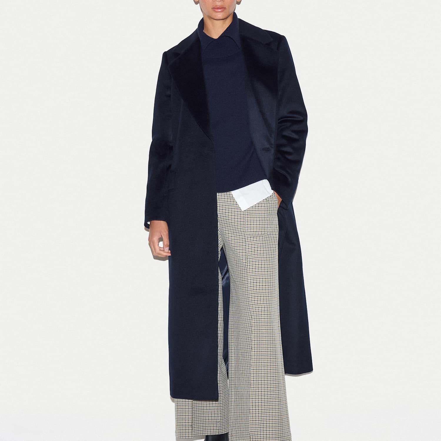 Jigsaw Women's Pure Wool Collared Longline Duster Coat - 10 - Navy - Available at M&S