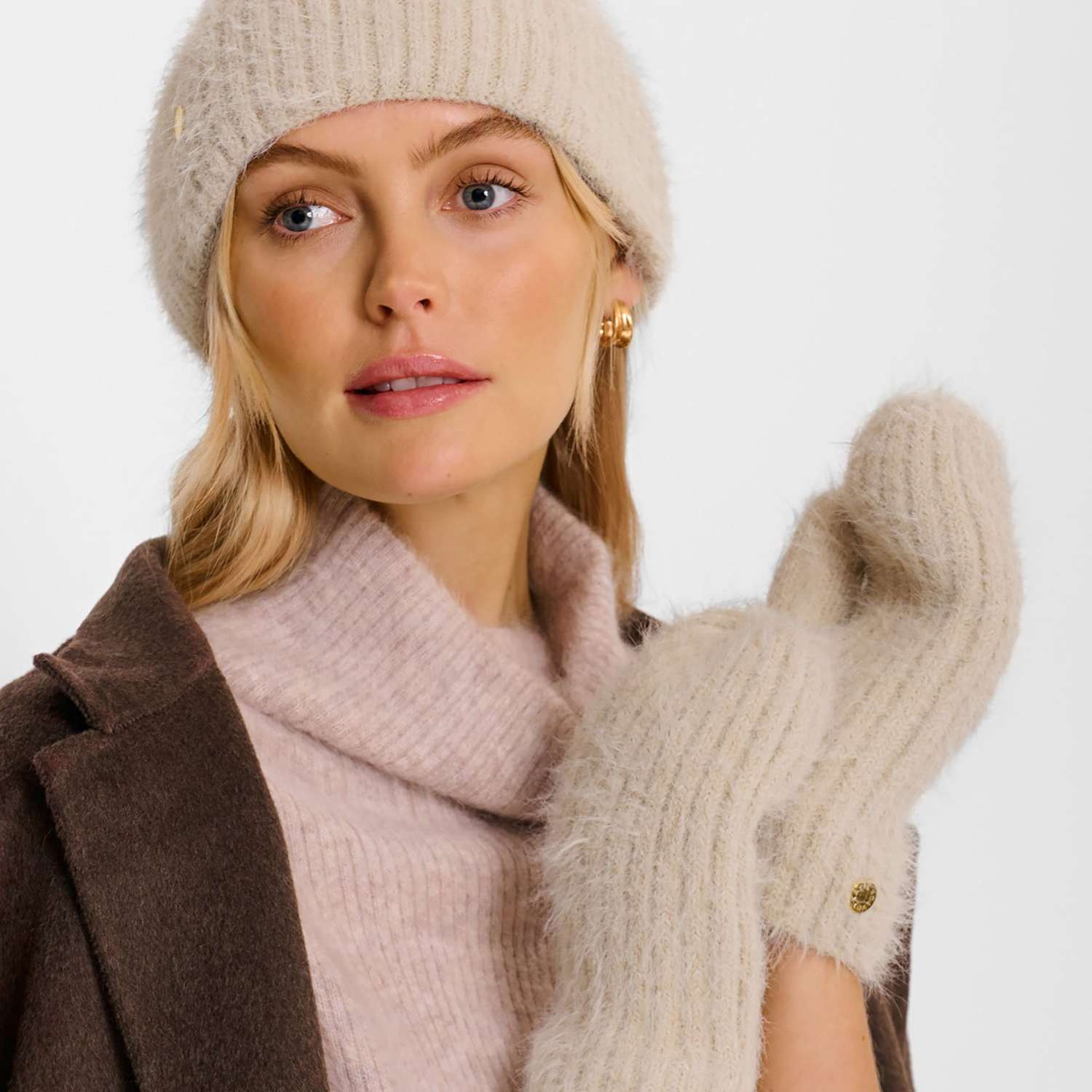 Katie Loxton Women's Knitted Hat & Gloves Gift Set - Taupe - Available at M&S