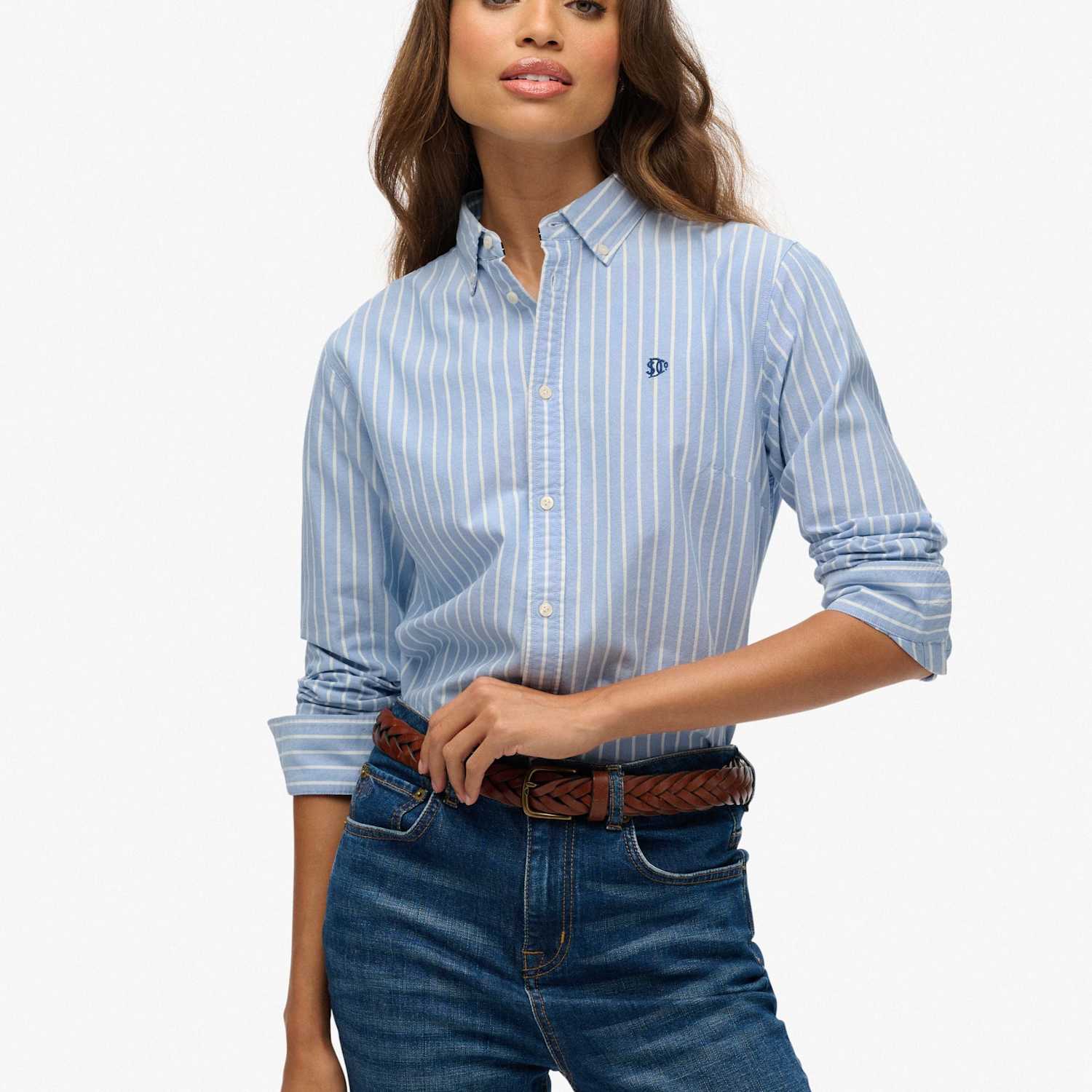 Superdry & Co Women's Pure Cotton Striped Shirt - 12 - Blue Mix - Available at M&S