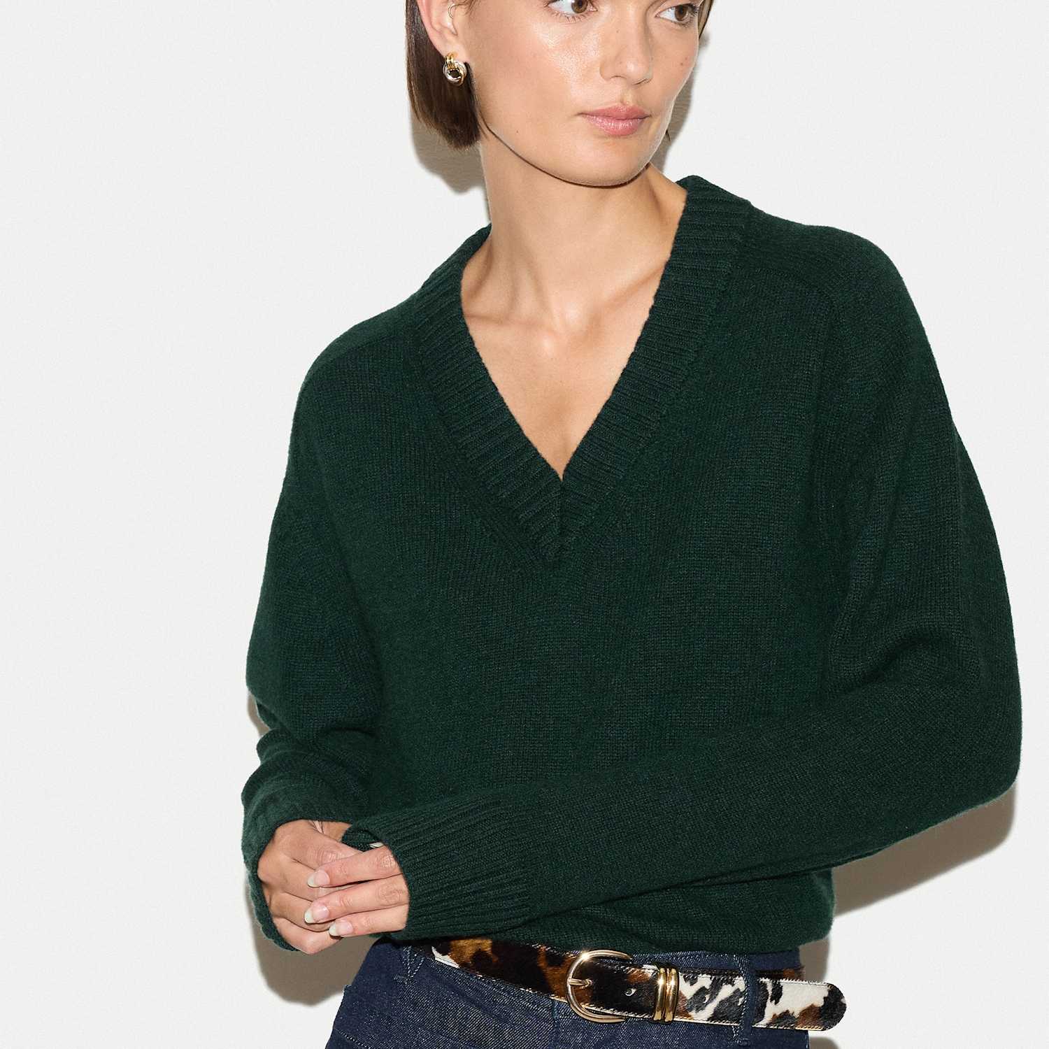 Jigsaw Women's Wool Rich V-Neck Jumper - Extra Small - Green - Available at M&S
