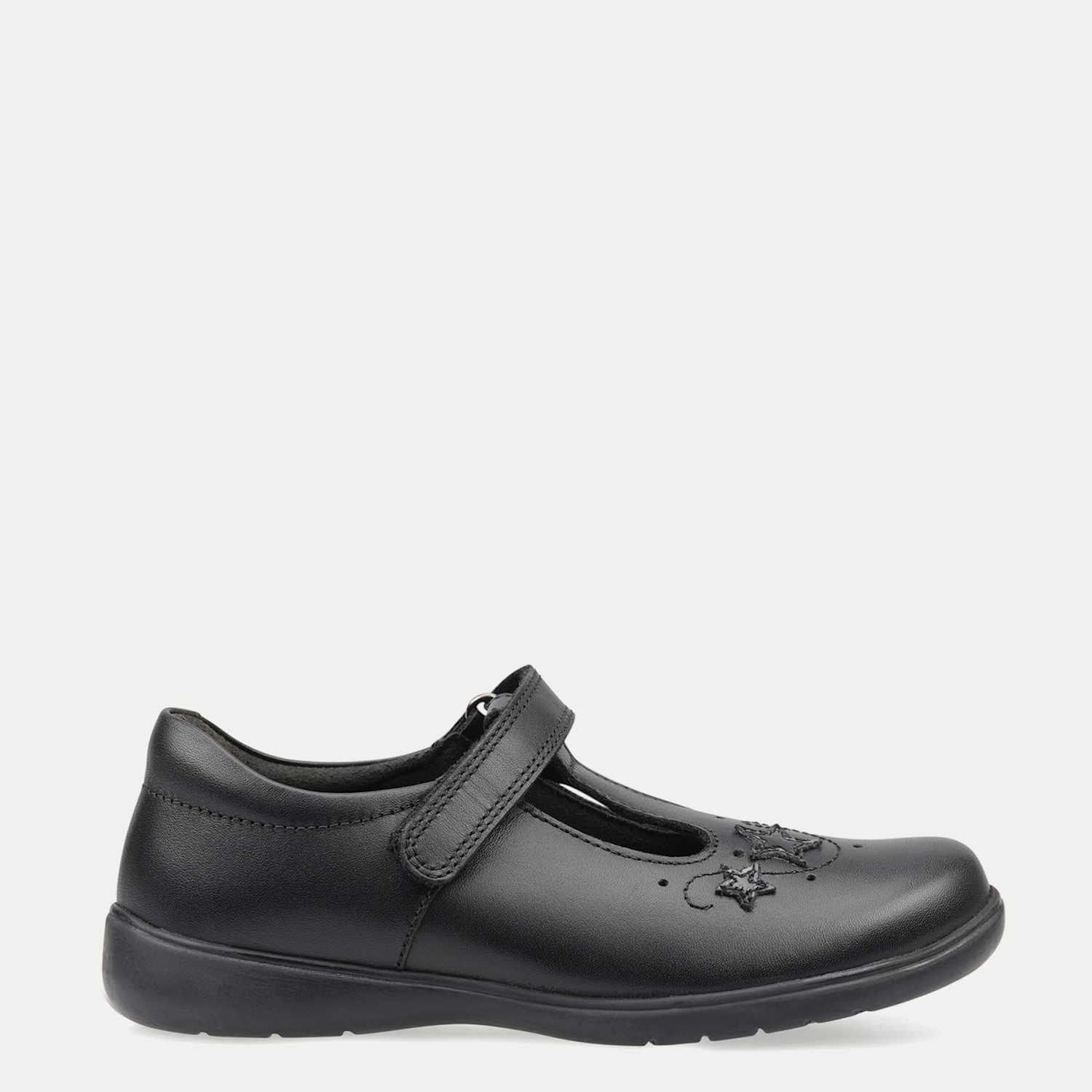 Start-Rite Girls Leather Riptape Star School Shoes (9 Small - 2 Large) - Black - Available at M&S