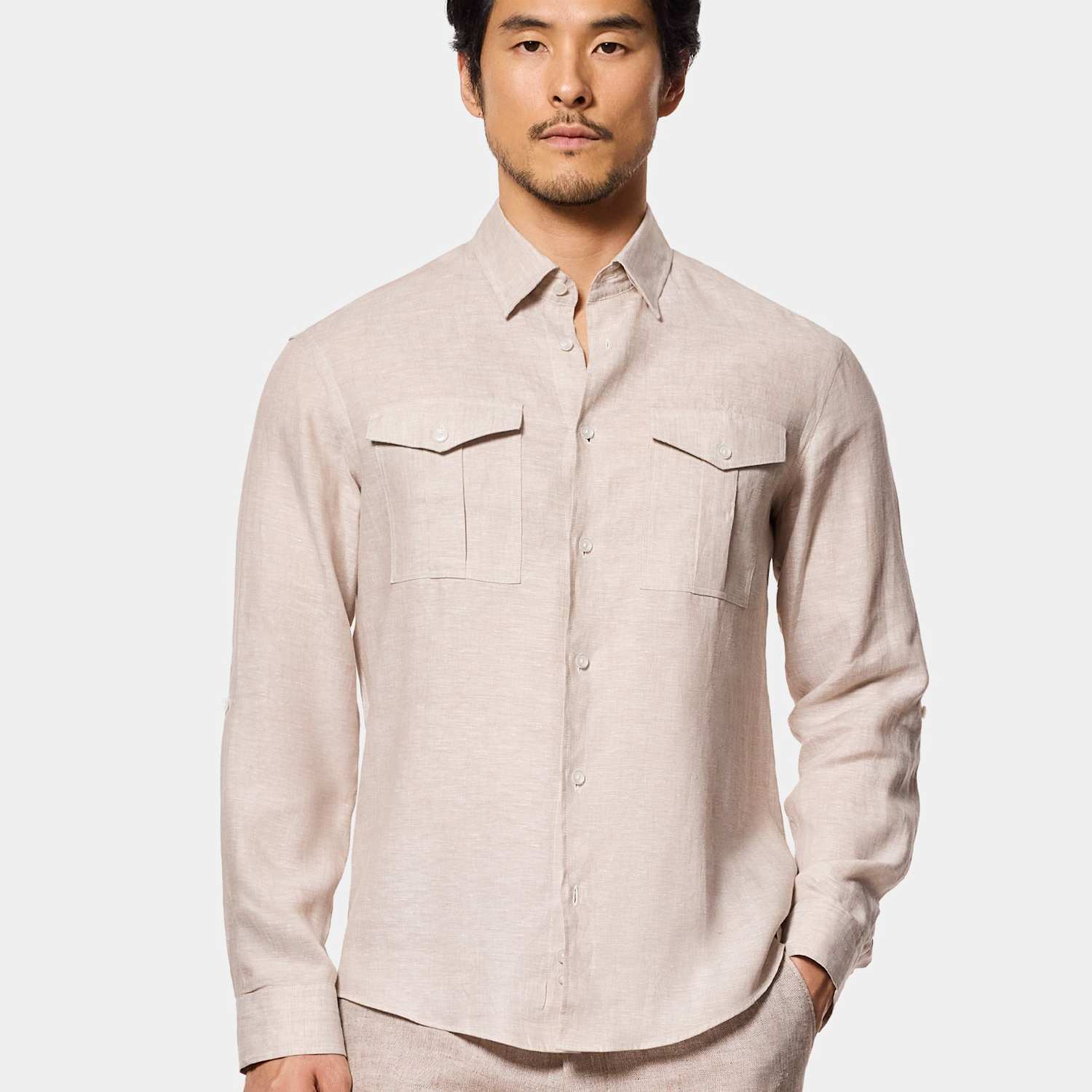 Hawes & Curtis Men's Slim Fit Pure Linen Shirt - L - Natural Mix - Available at M&S