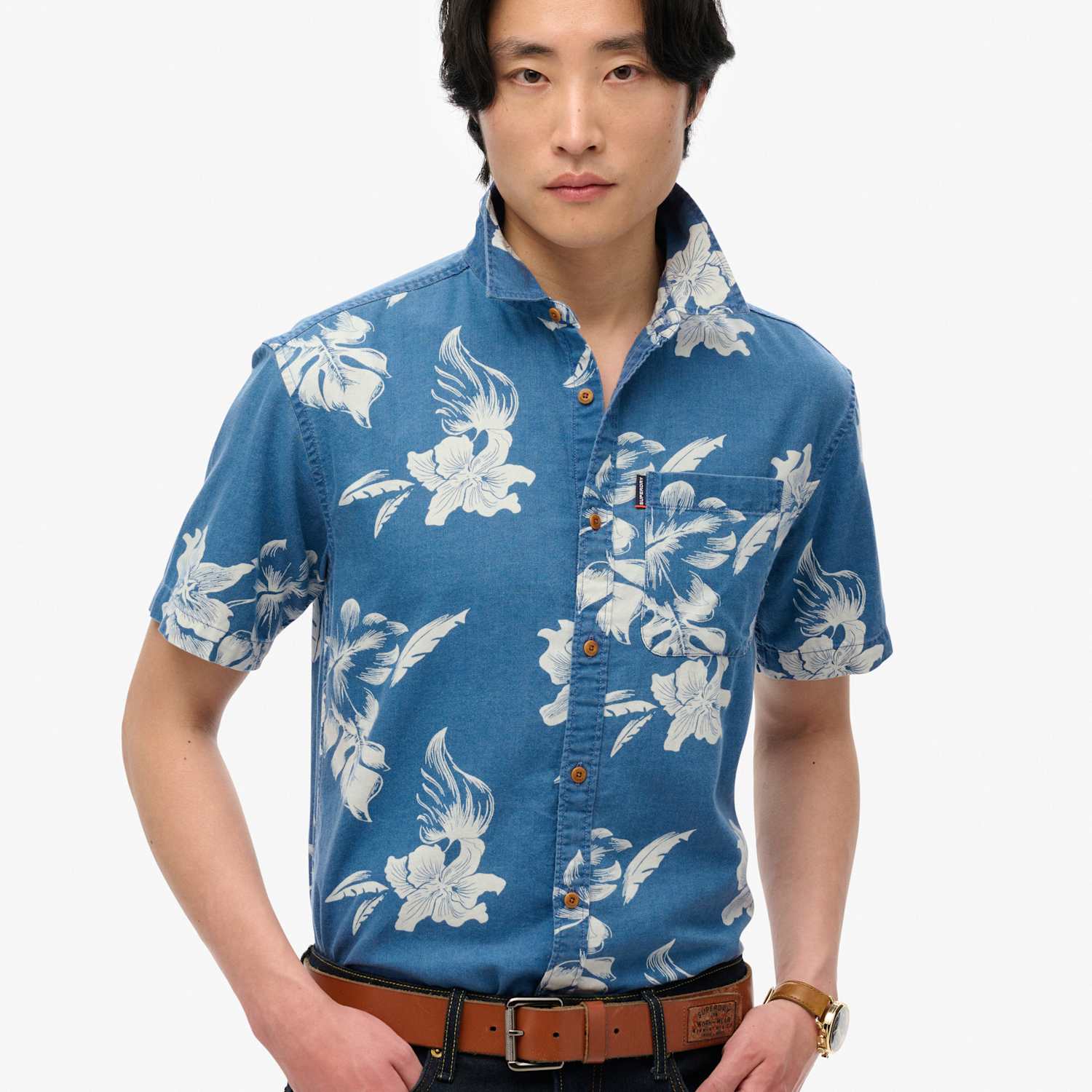 Superdry & Co Men's Relaxed Fit Pure Cotton Hawaiian Shirt - S - Blue Mix - Available at M&S
