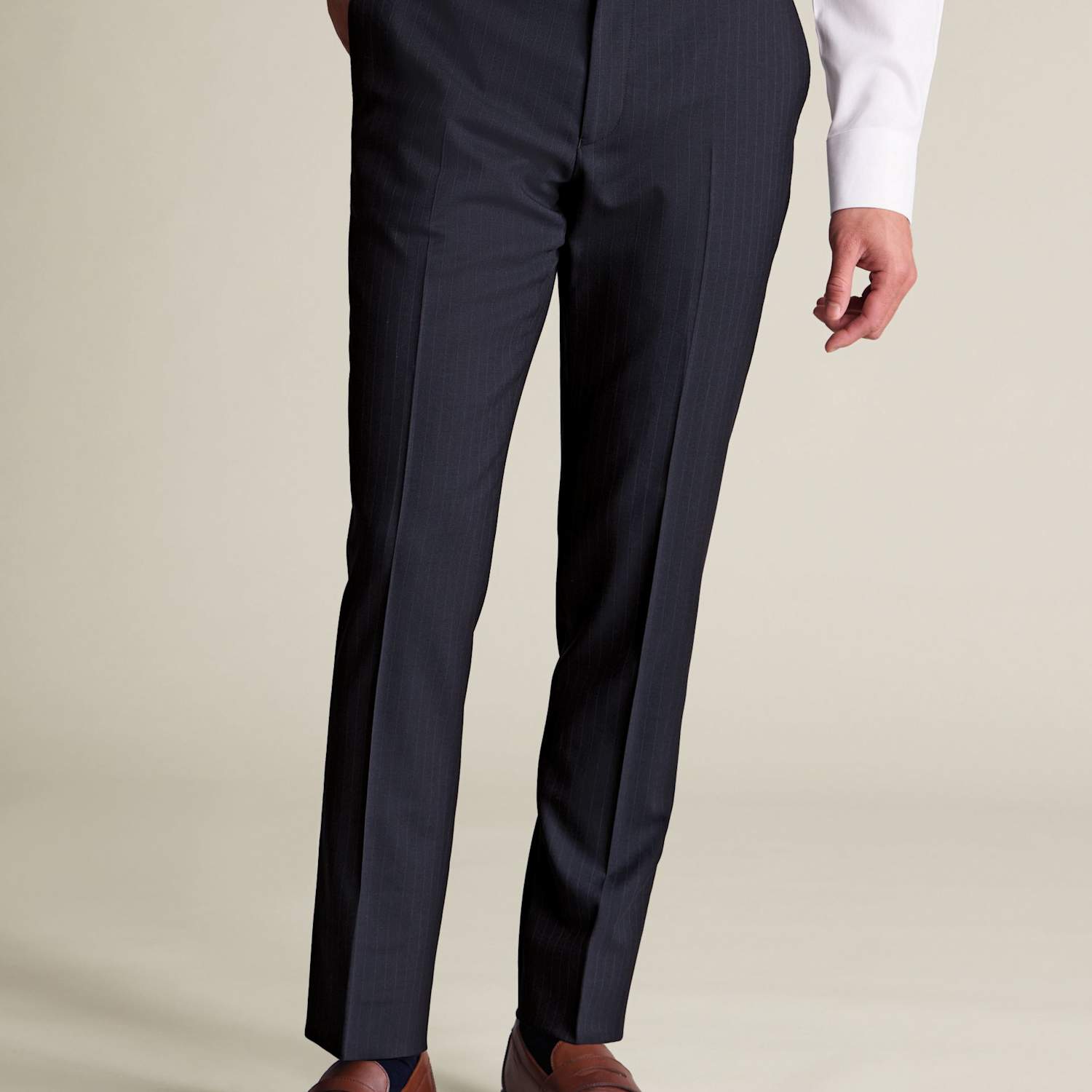 Charles Tyrwhitt Men's Slim Fit Wool Rich Striped Trousers - 36/32in - Navy Mix - Available at M&S
