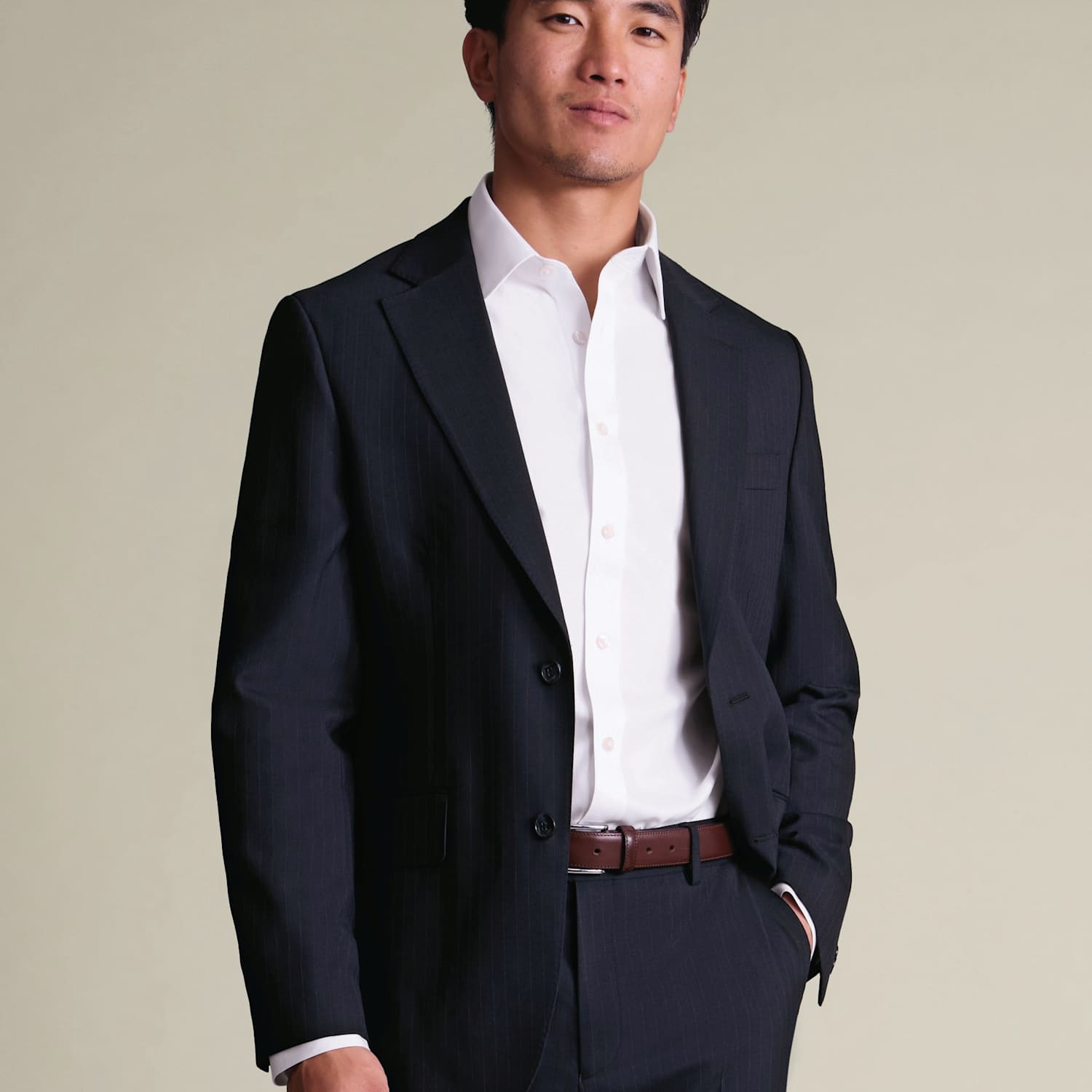 Charles Tyrwhitt Men's Slim Fit Wool Rich Pinstripe Suit Jacket - 44 - Navy Mix - Available at M&S
