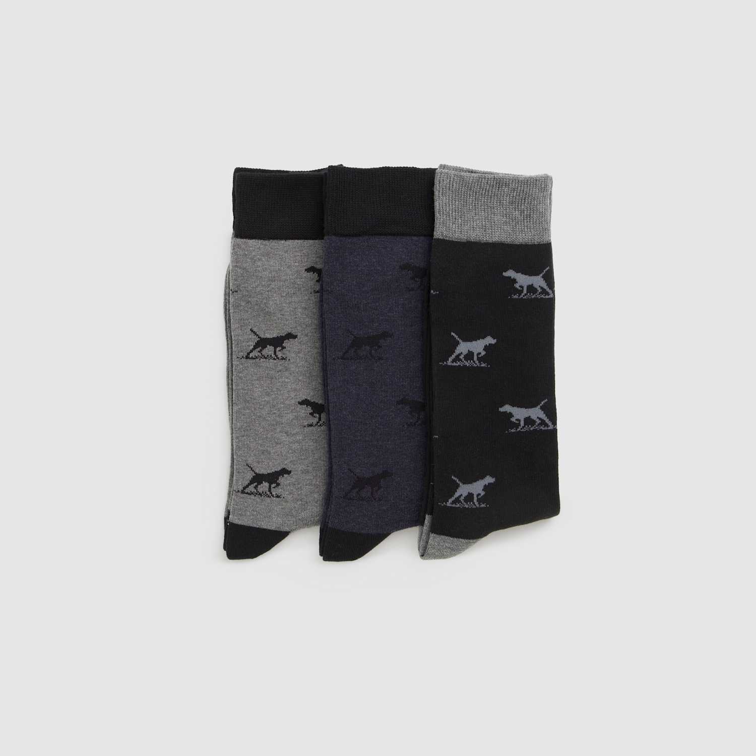 Rodd & Gunn Men's 3 Pack Dogs Cotton Rich Smart Socks - M - Grey Mix - Available at M&S