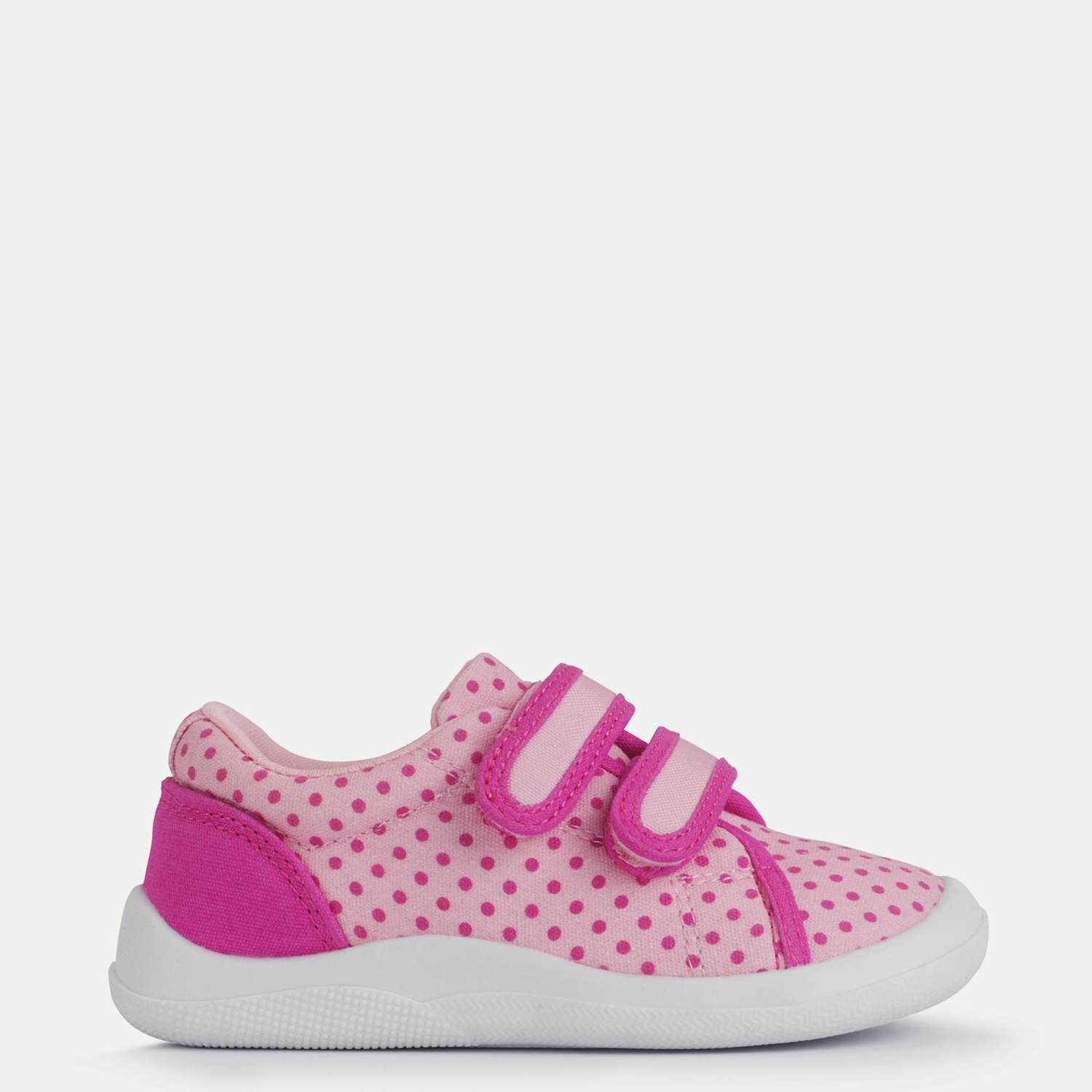 Start-Rite Girls Canvas Polka Dot Riptape Trainers (3 Small - 7 Small) - 4 - Pink Mix - Available at M&S