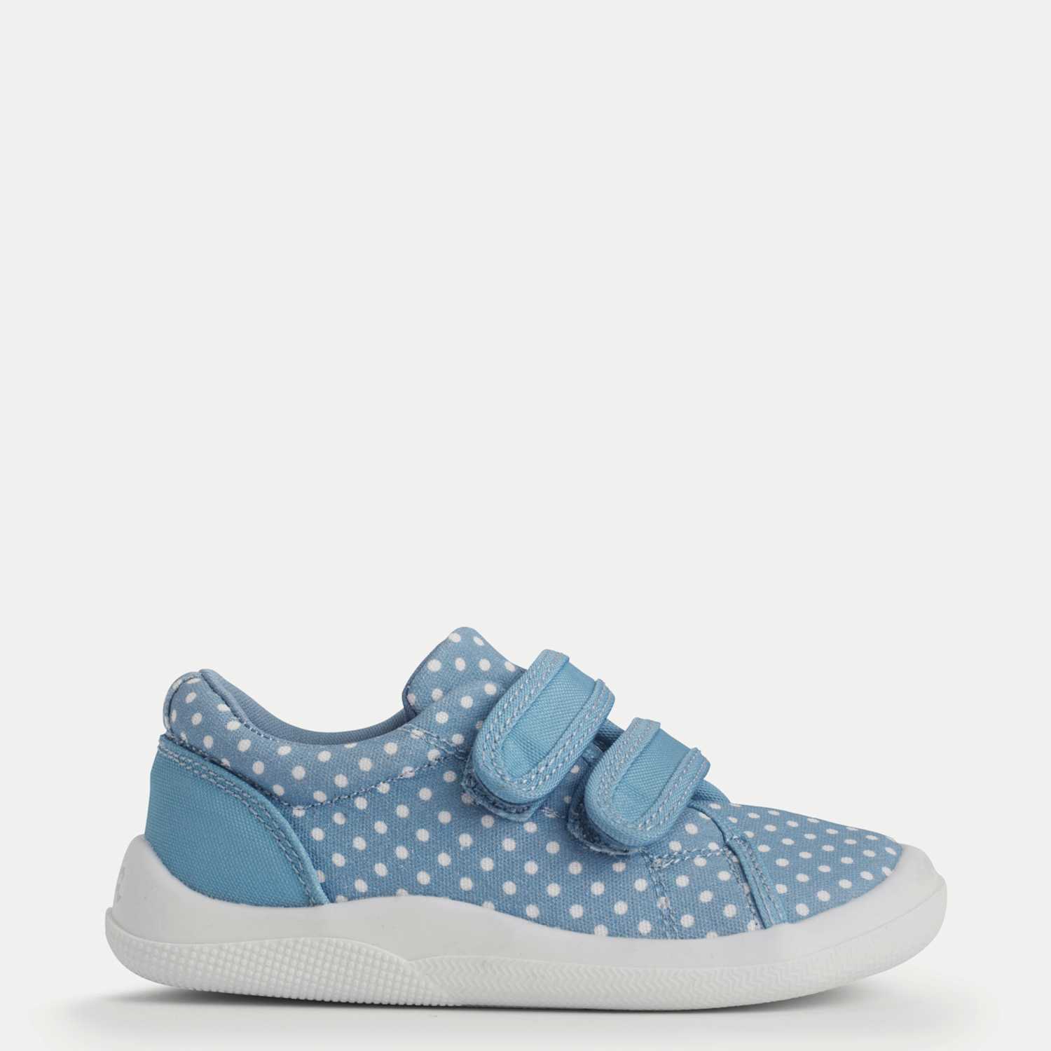 Start-Rite Girls Canvas Polka Dot Riptape Trainers (3 Small - 7 Small) - 5 - Blue Mix - Available at M&S