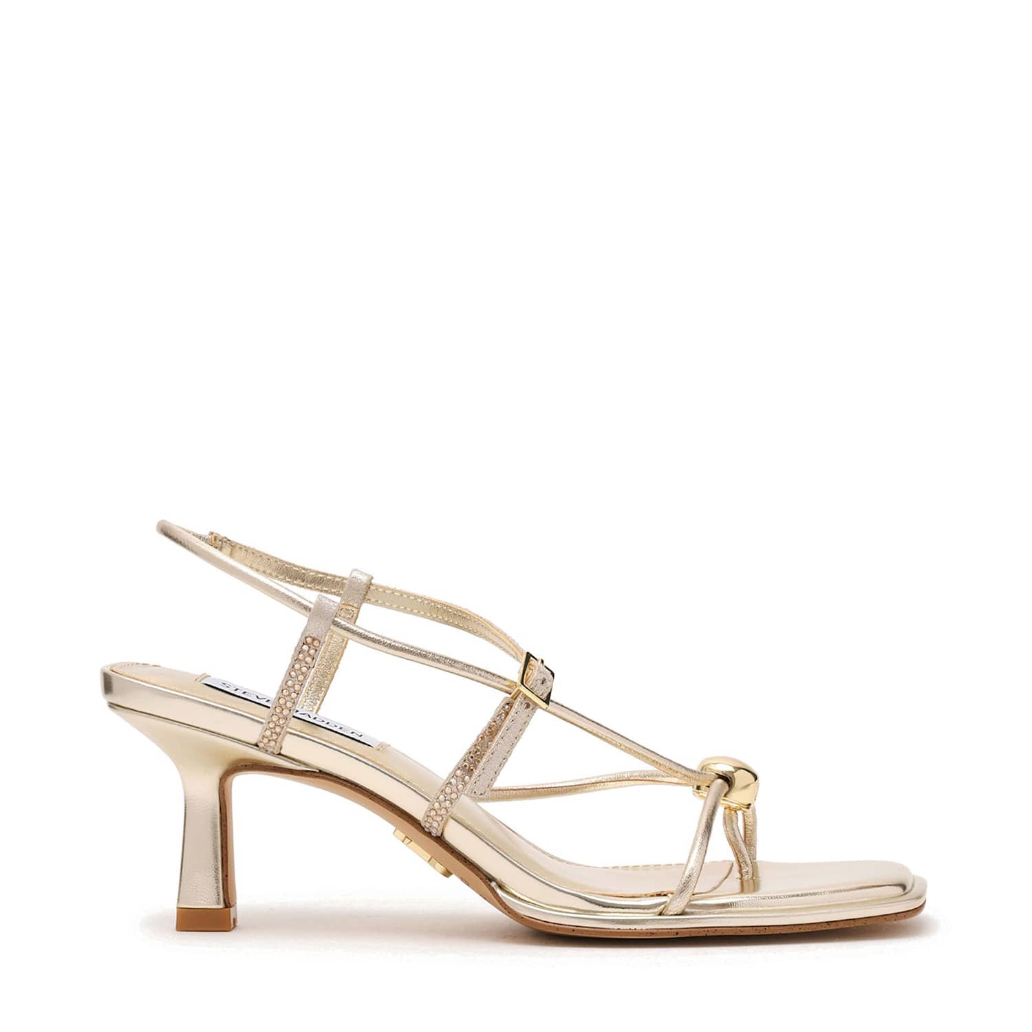 Steve Madden Women's Jackpots Metallic Kitten Heel Square Toe Sandals - 6 - Gold - Available at M&S