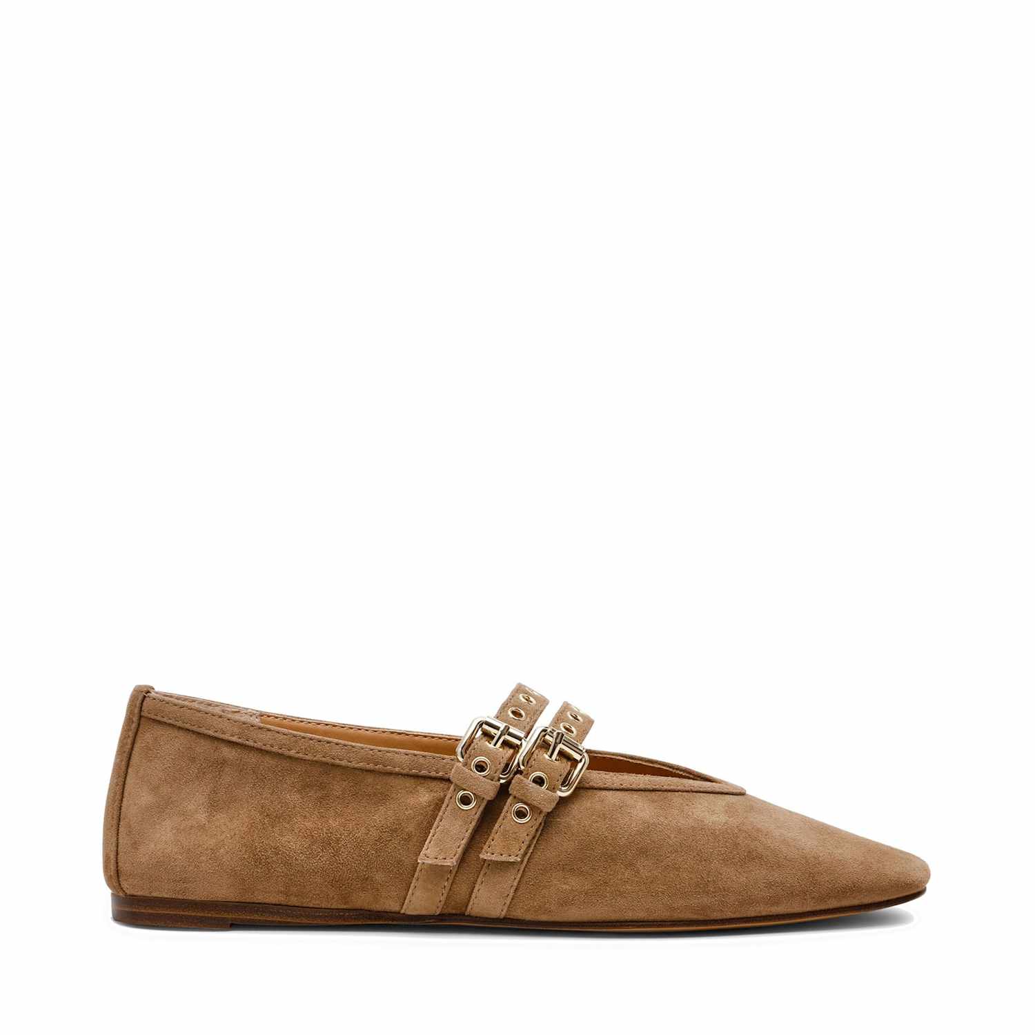Steve Madden Women's Lydia Leather Buckle Flat Pumps - 6 - Beige - Available at M&S
