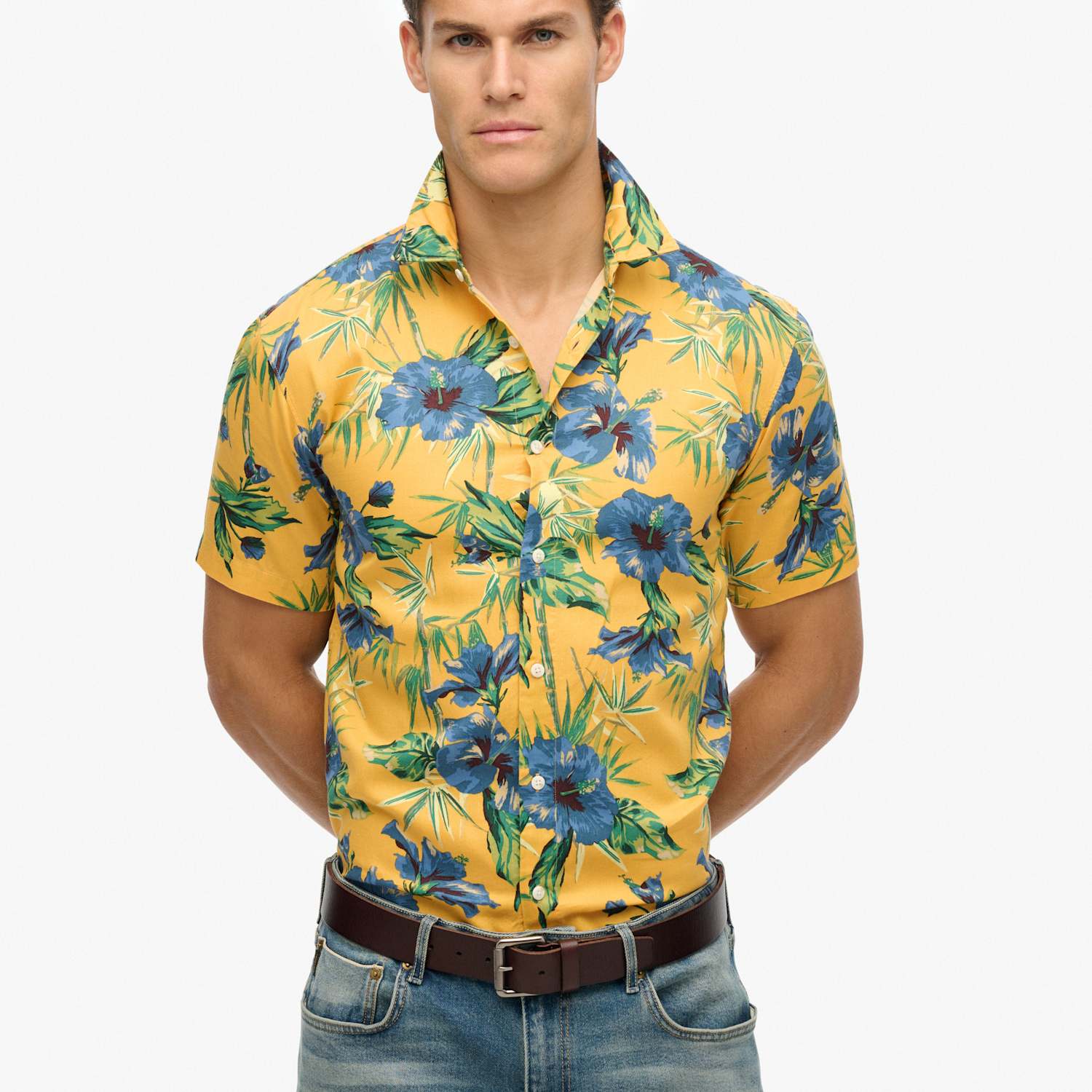 Superdry & Co Men's Cotton Blend Hawaiian Shirt - M - Yellow Mix - Available at M&S