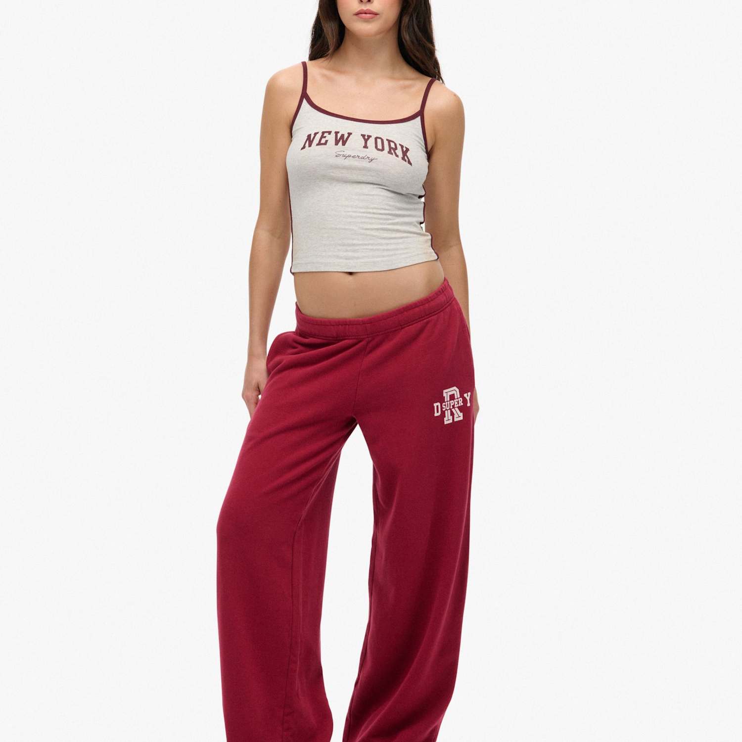 Superdry & Co Women's Pure Cotton Wide Leg Joggers - 14 - Red - Available at M&S