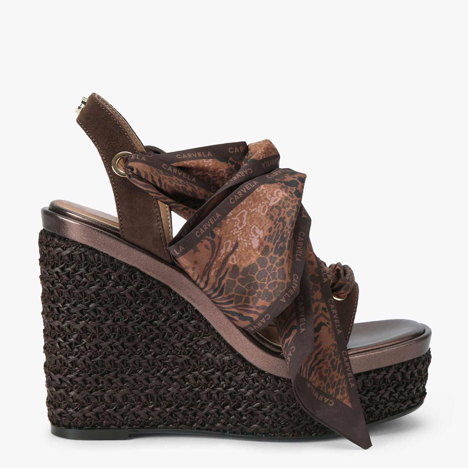 Carvela Women's Suede Scarf Tie Wedge Open Toe Sandals - 5 - Brown - Available at M&S