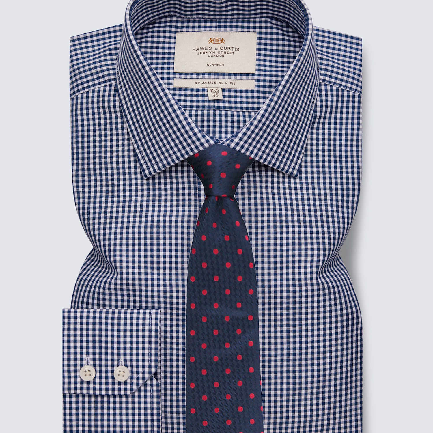 Hawes & Curtis Men's Slim Fit Pure Cotton Check Shirt - 17/36in - Navy Mix - Available at M&S