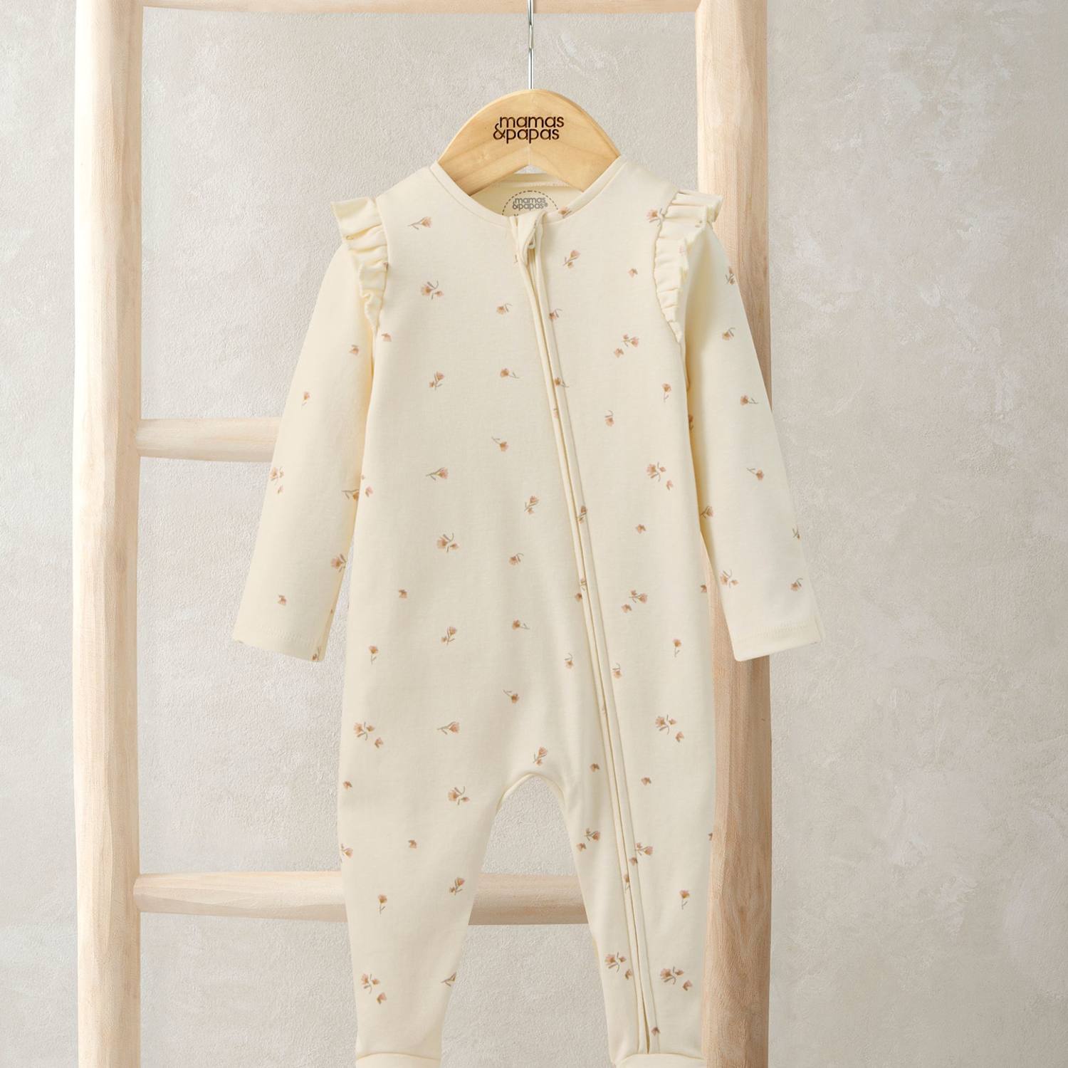 Mamas & Papas Girls Pure Cotton Floral Sleepsuits (6 ½lbs-12 Mths) - Newborn - Pink - Available at M&S