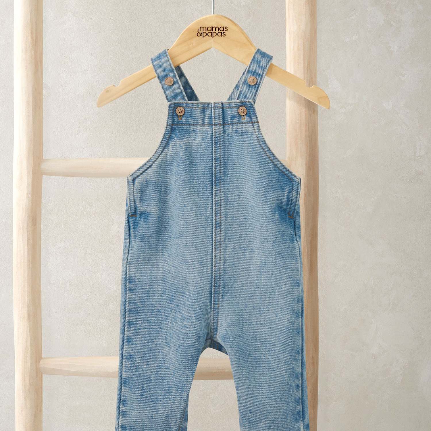 Mamas & Papas Boys Denim Dungarees (0-36 Mths) - 9-12 Months - Blue - Available at M&S