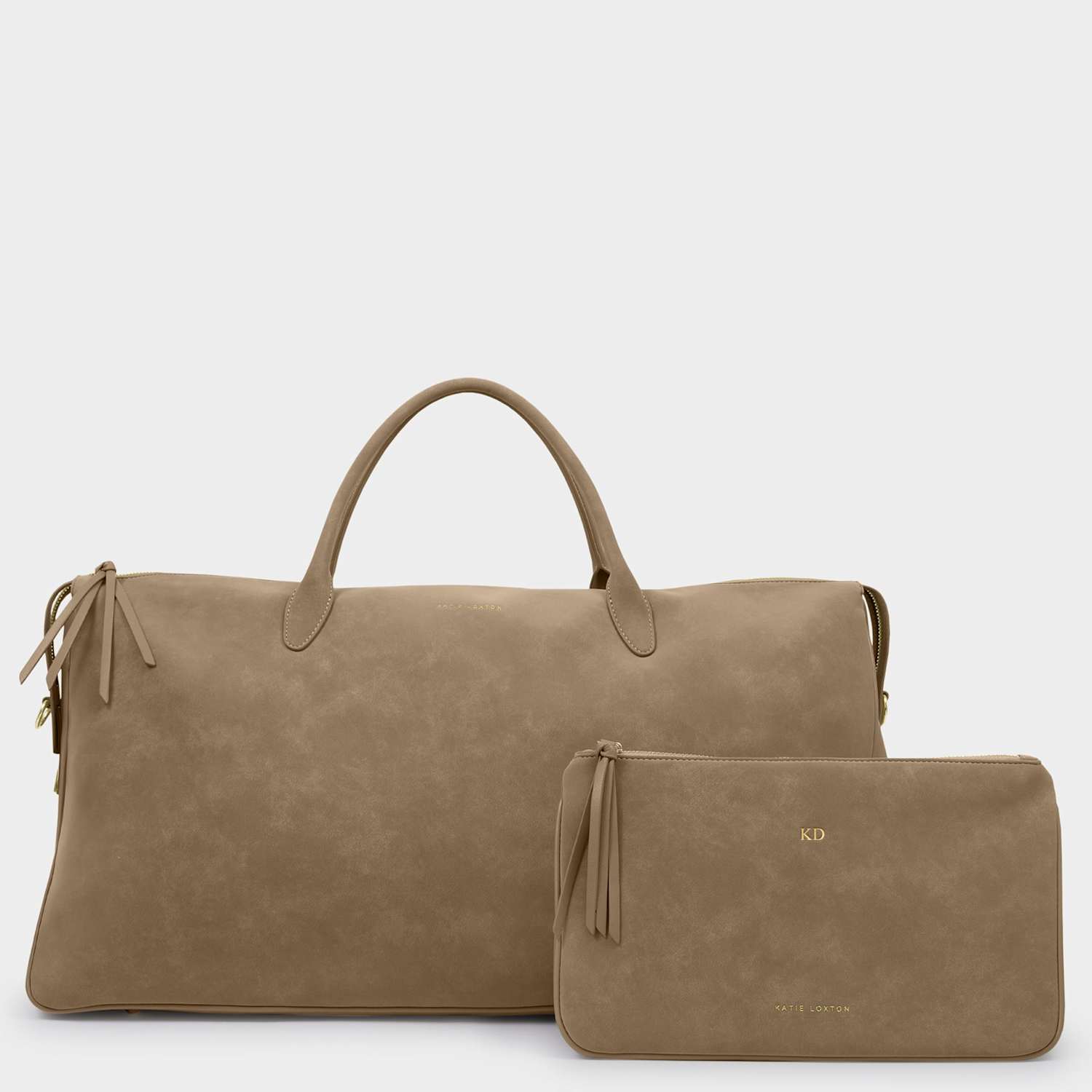 Katie Loxton Women's Personalised Weekend Bag & Pouch - Taupe - Available at M&S