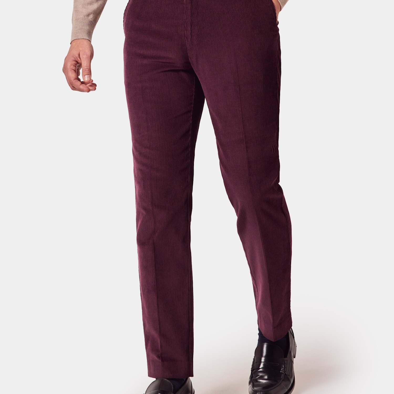 Hawes & Curtis Men's Regular Fit Pure Cotton Corduroy Chinos - 38/31in - Burgundy - Available at M&S