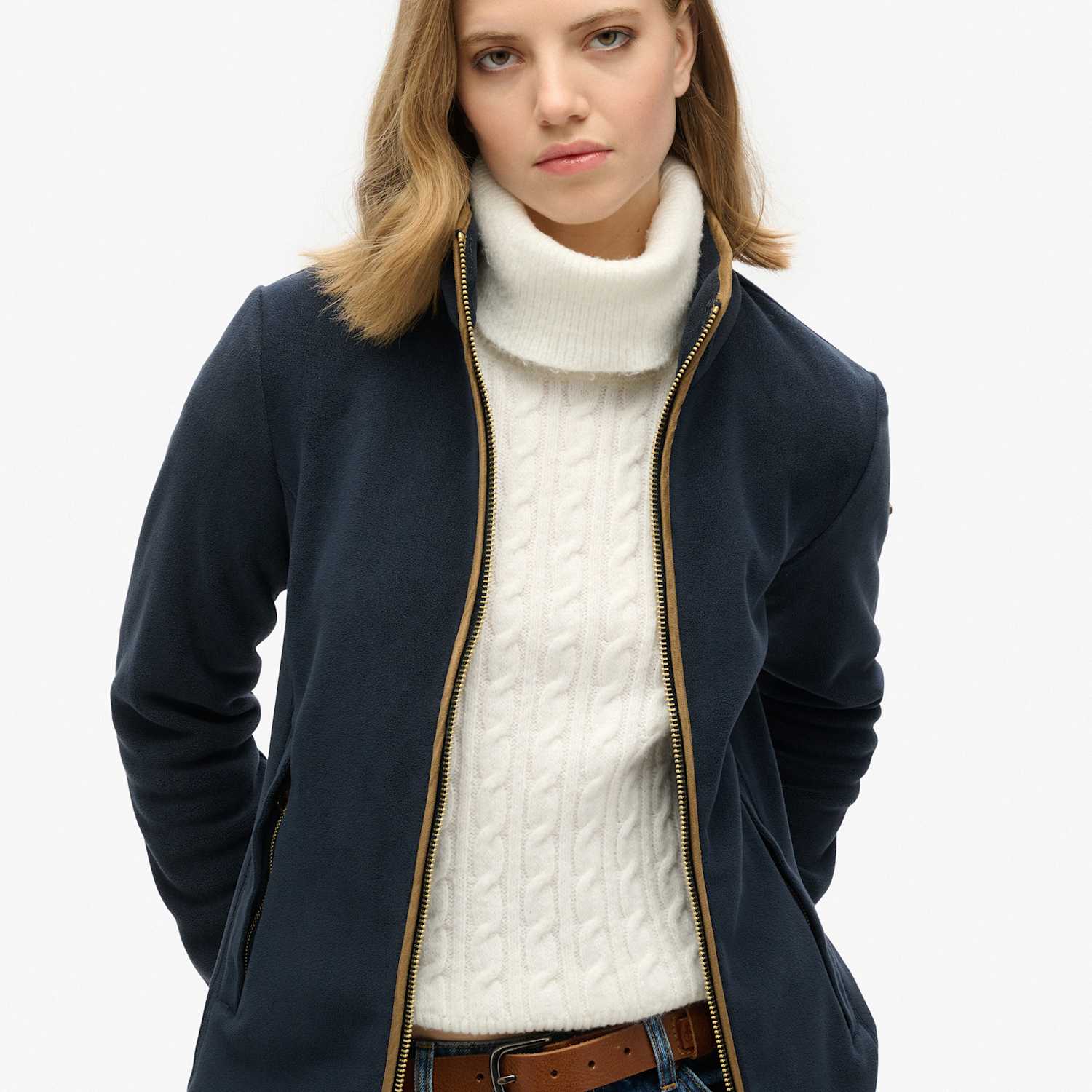 Superdry & Co Women's Zip Up Slim Fleece Jacket - 8 - Navy - Available at M&S