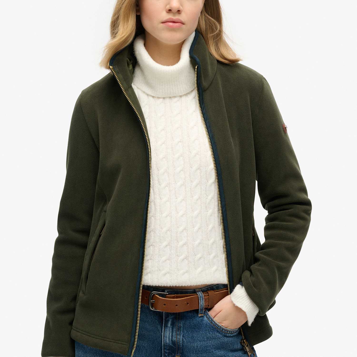 Superdry & Co Women's Zip Up Slim Fleece Jacket - 8 - Green - Available at M&S