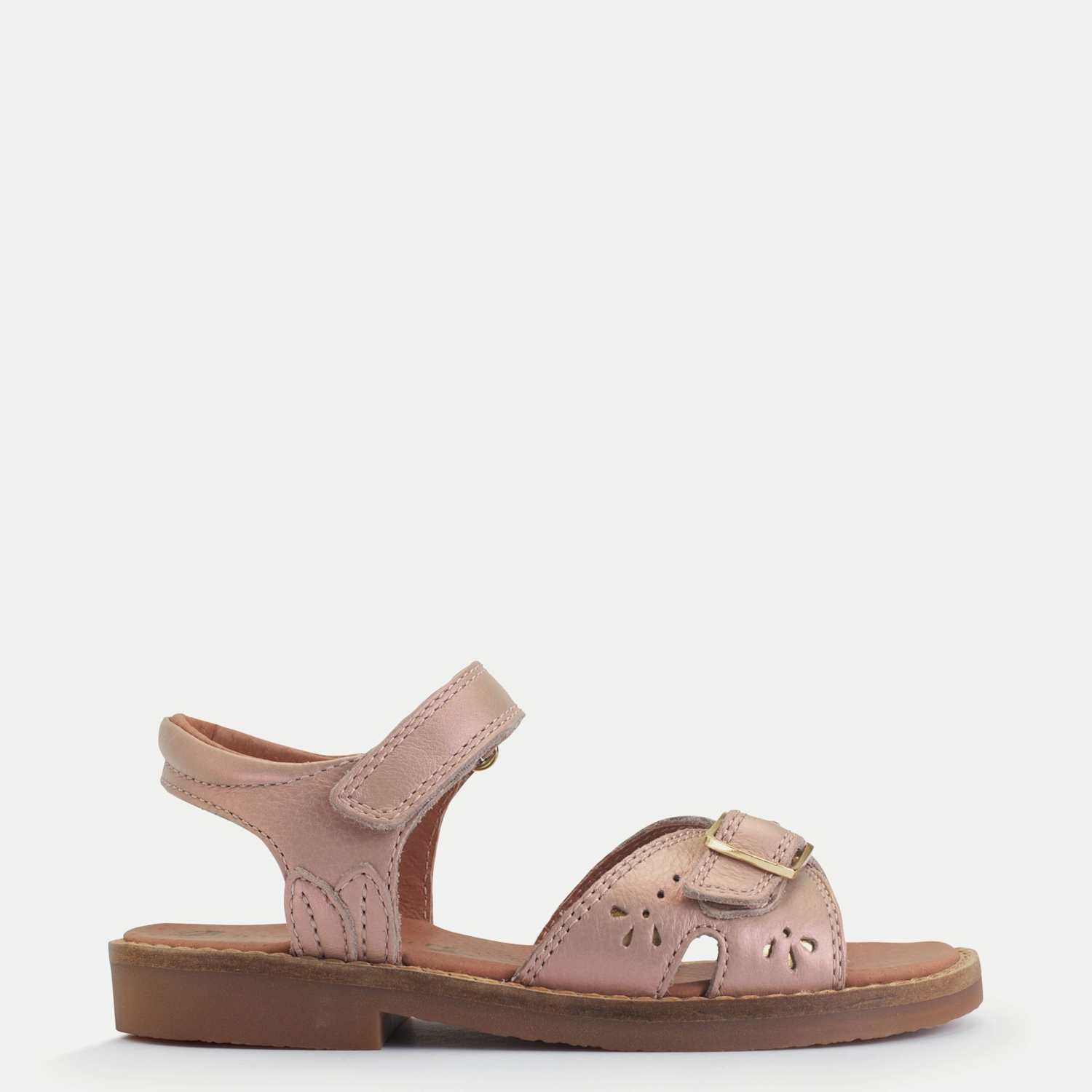 Start-Rite Girls Leather Pearlised Riptape Sandals (7 Small-13 ½ Small) - 8 - Taupe - Available at M&S