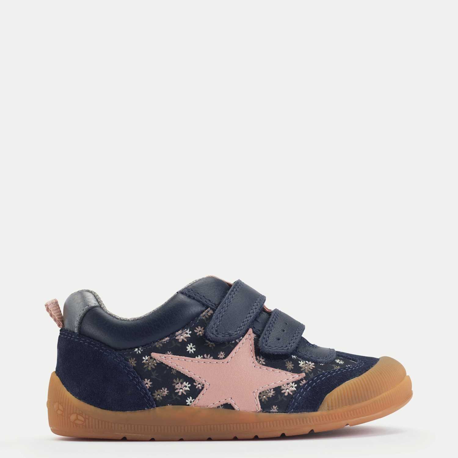 Start-Rite Girls Leather Riptape Floral Star Trainers (4 Small-10 ½ Small) - 7½/Wide - Navy Mix - Available at M&S