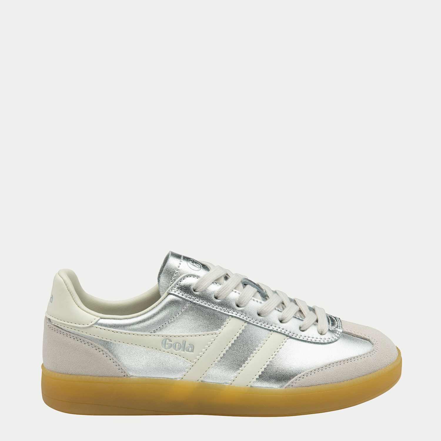 Gola Women's Viper Leather Metallic Lace Up Trainers - 7 - Silver Mix - Available at M&S