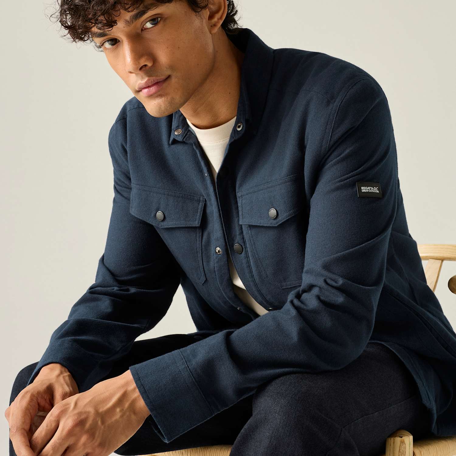 Regatta Men's Spennith Pure Cotton Checked Shacket - S - Navy Mix - Available at M&S