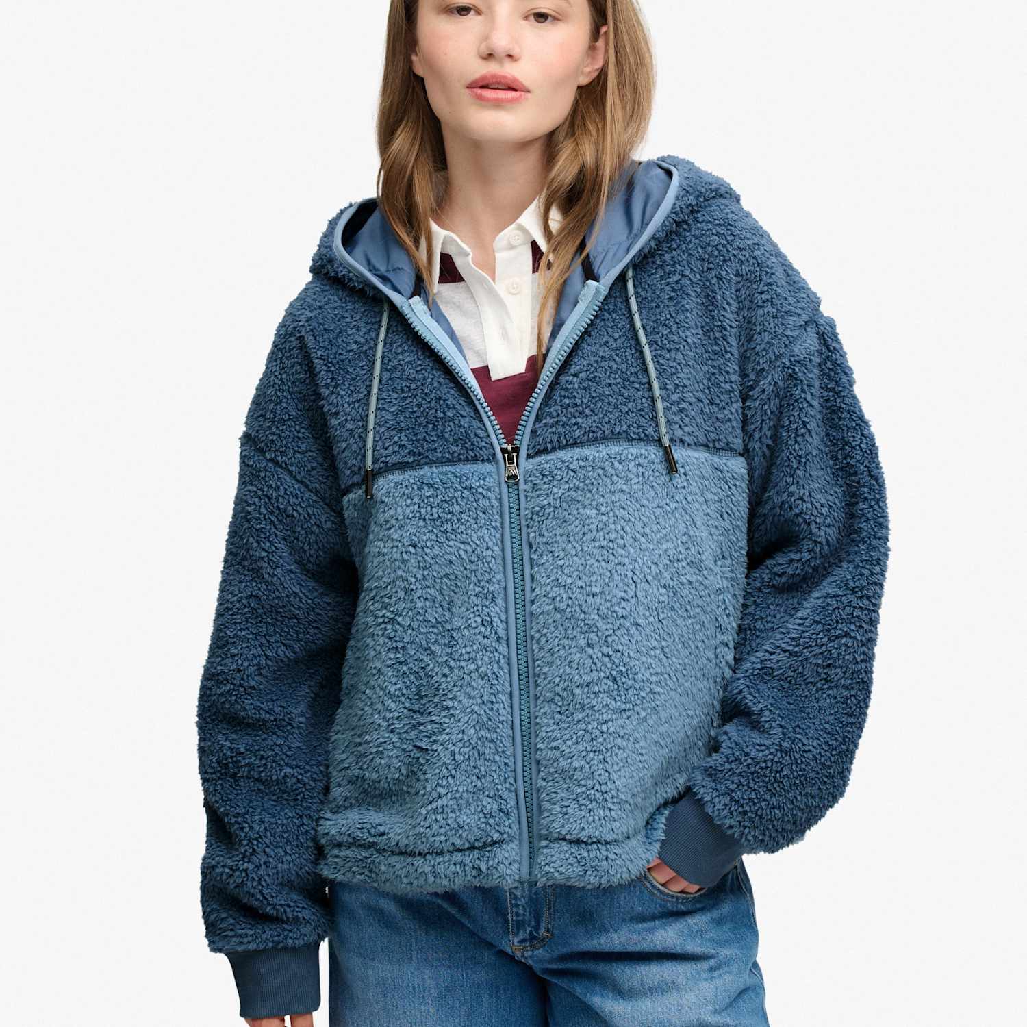 Superdry & Co Women's Supersoft Textured Zip Up Hoodie - 16 - Blue Mix - Available at M&S