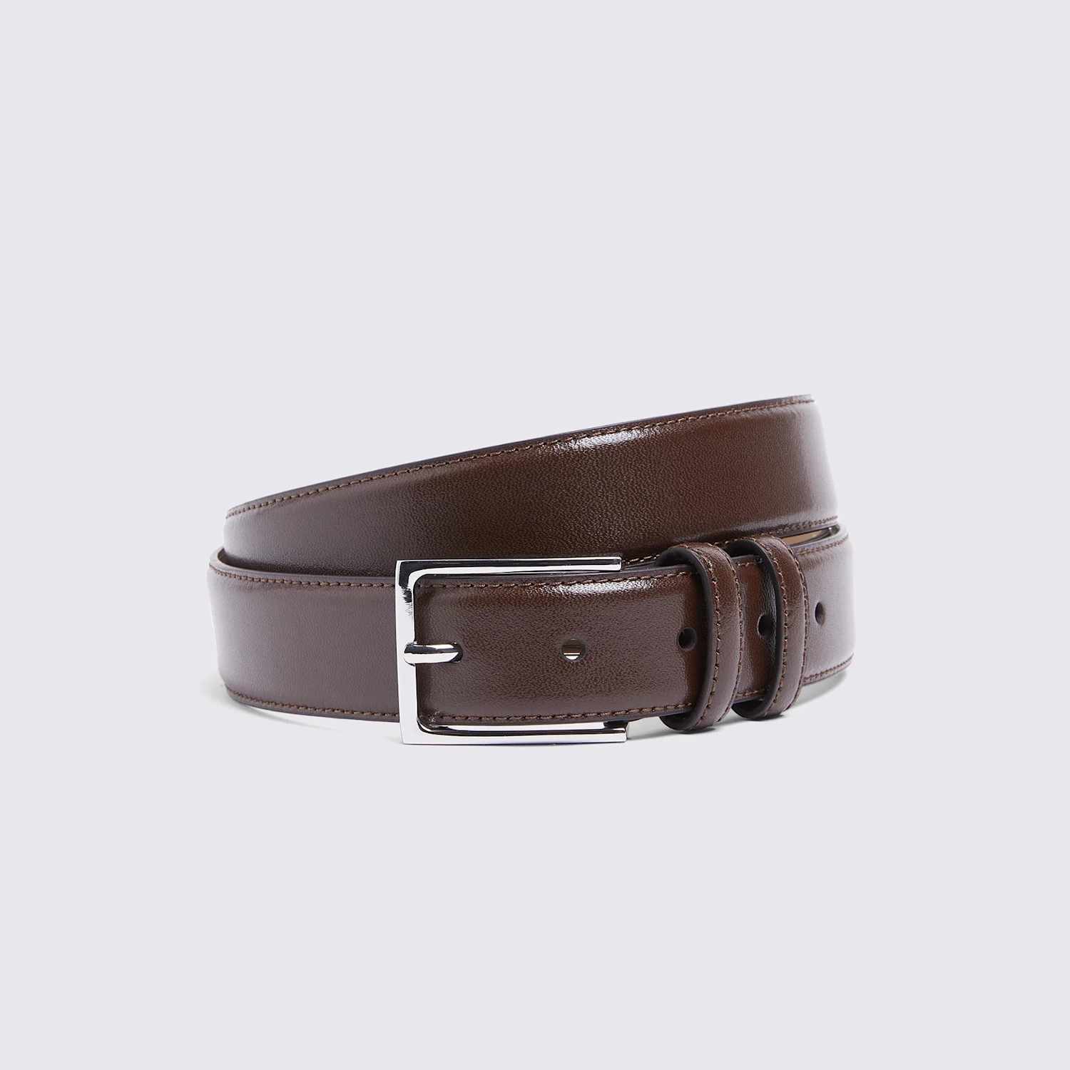Moss Men's Leather Smart Belt - 38 - Brown - Available at M&S
