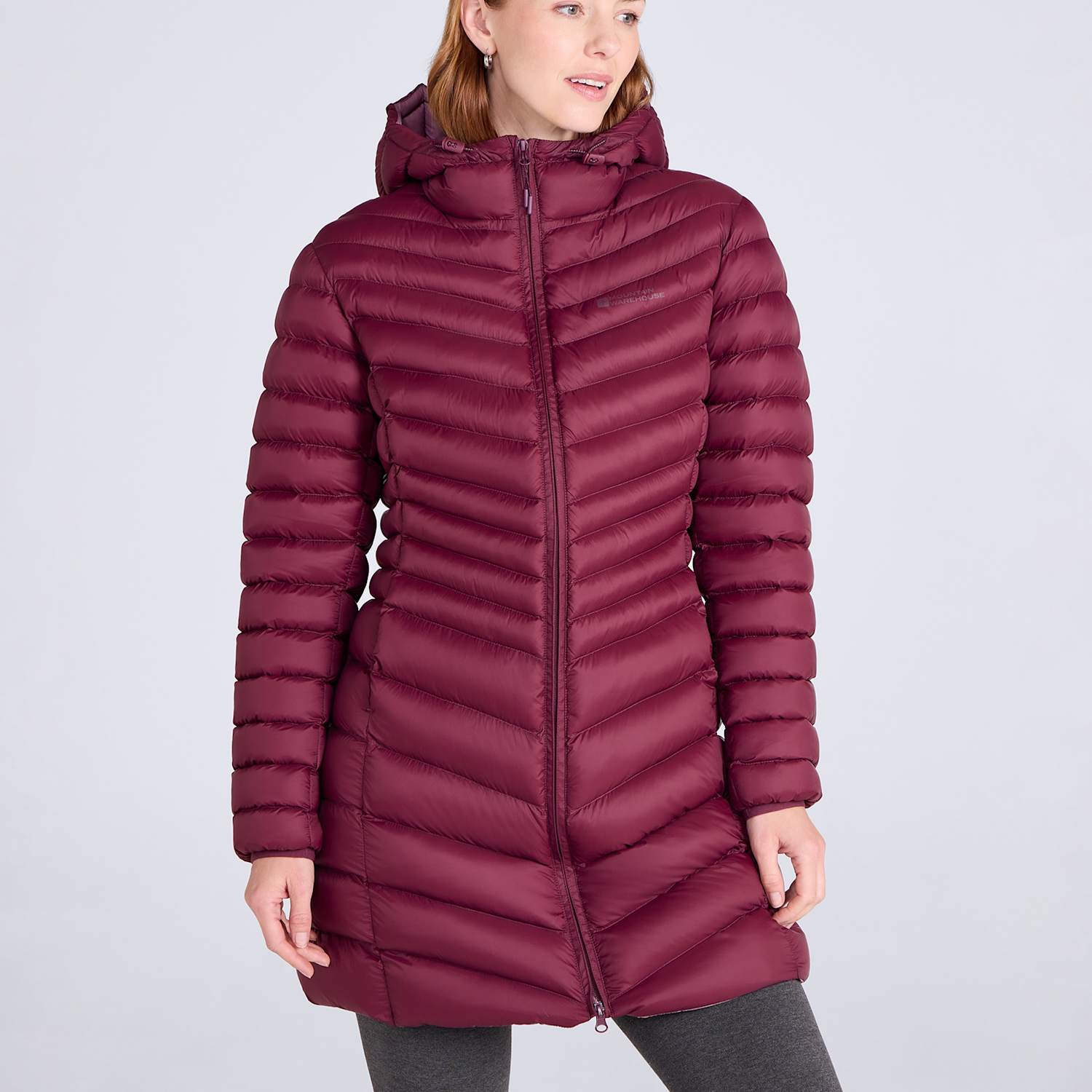 Mountain Warehouse Women's Florence Padded Hooded Longline Jacket - 10 - Burgundy - Available at M&S