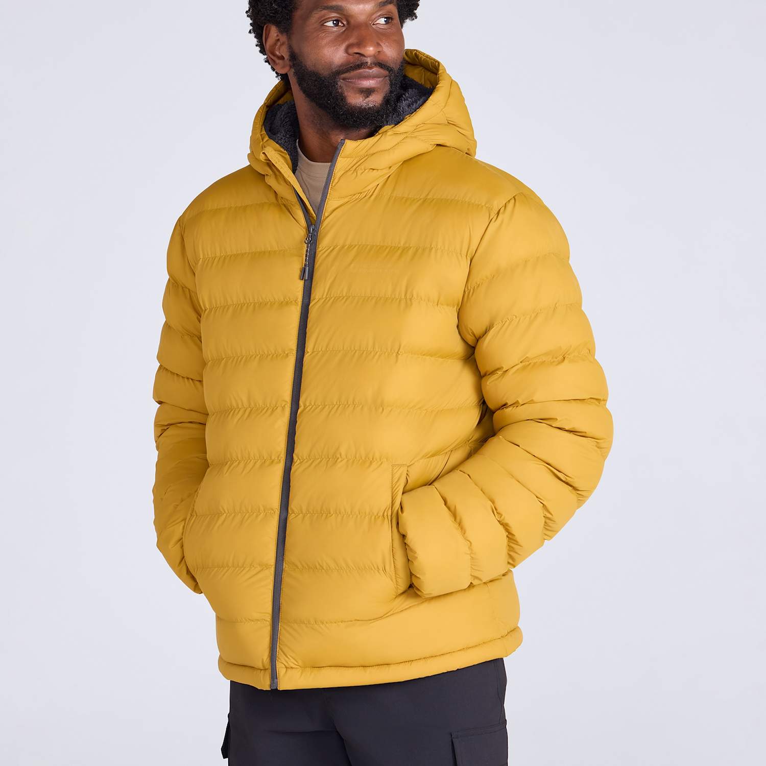 Mountain Warehouse Men's Seasons Faux Fur Lined Padded Jacket - 3XL - Yellow Mix - Available at M&S