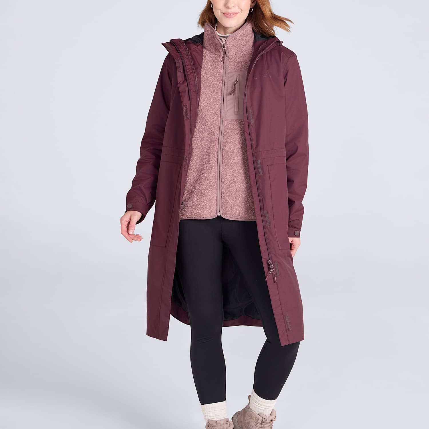 Mountain Warehouse Women's Hannah 3 in 1 Borg Sports Jacket - 16 - Burgundy - Available at M&S