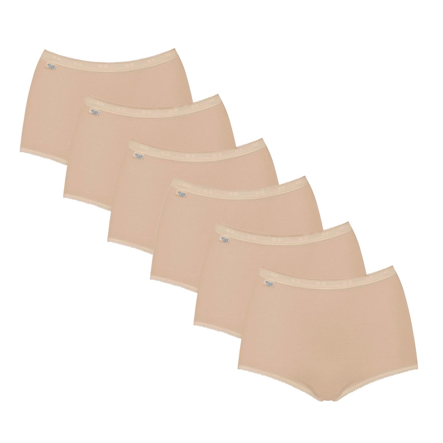 Sloggi Women's 6 pk Cotton Rich High Waisted Full Briefs - 12 - Nude - Available at M&S